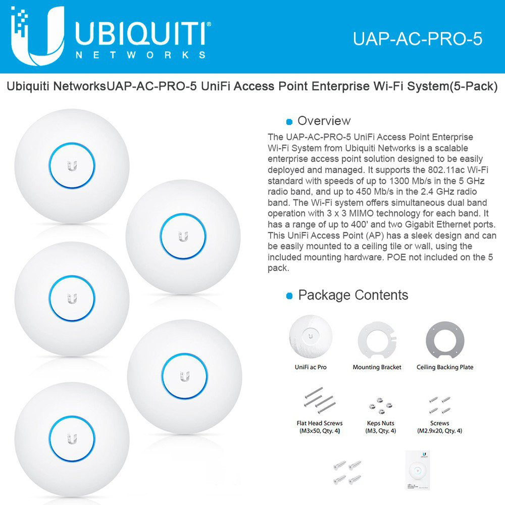 Ubiquiti Unifi Ap Ac Pro   Wireless Access Point   802.11 B/A/G/N/Ac (Uapacpro5Us)