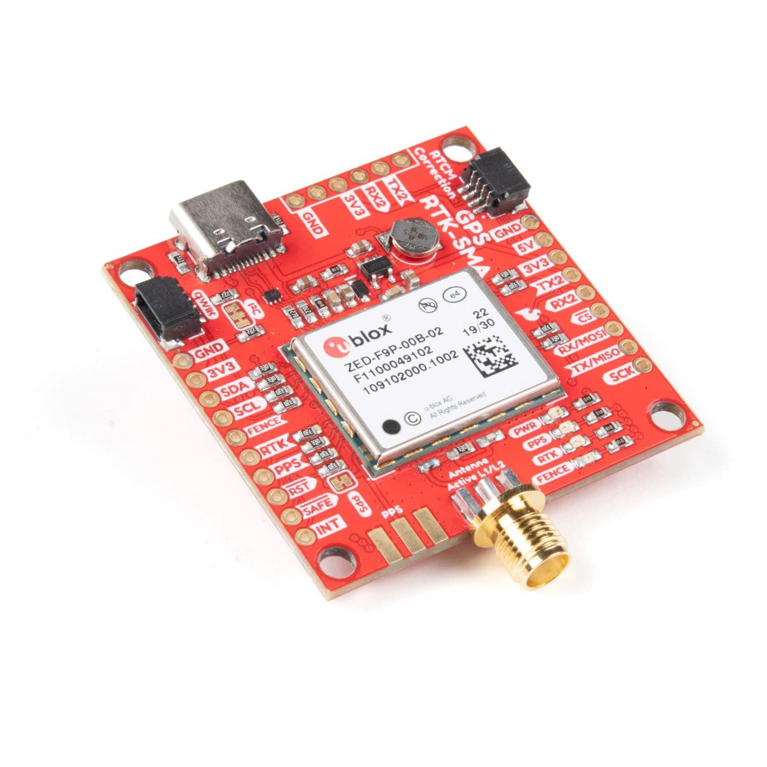 Sparkfun Gps Rtk Sma Breakout Zed F9P (Qwiic) Concurrent Reception Of Gps Glonass Galileo Beidou High Precision Gps 10Mm 3 Dimen