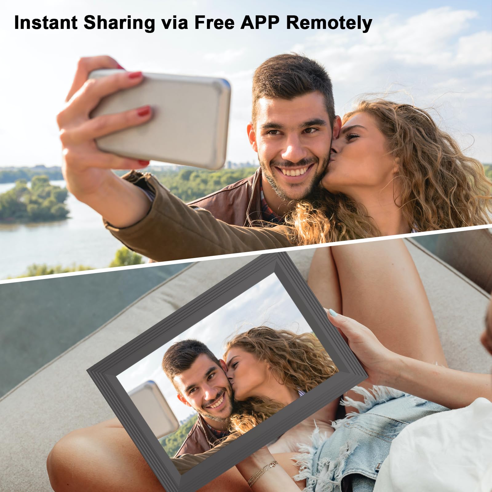 Forc Digital Picture Frame Wifi 10.1 Inch Digital Photo Frame With Ips Hd Touch Screen, Electronic Picture Frame, Auto Rotate, E