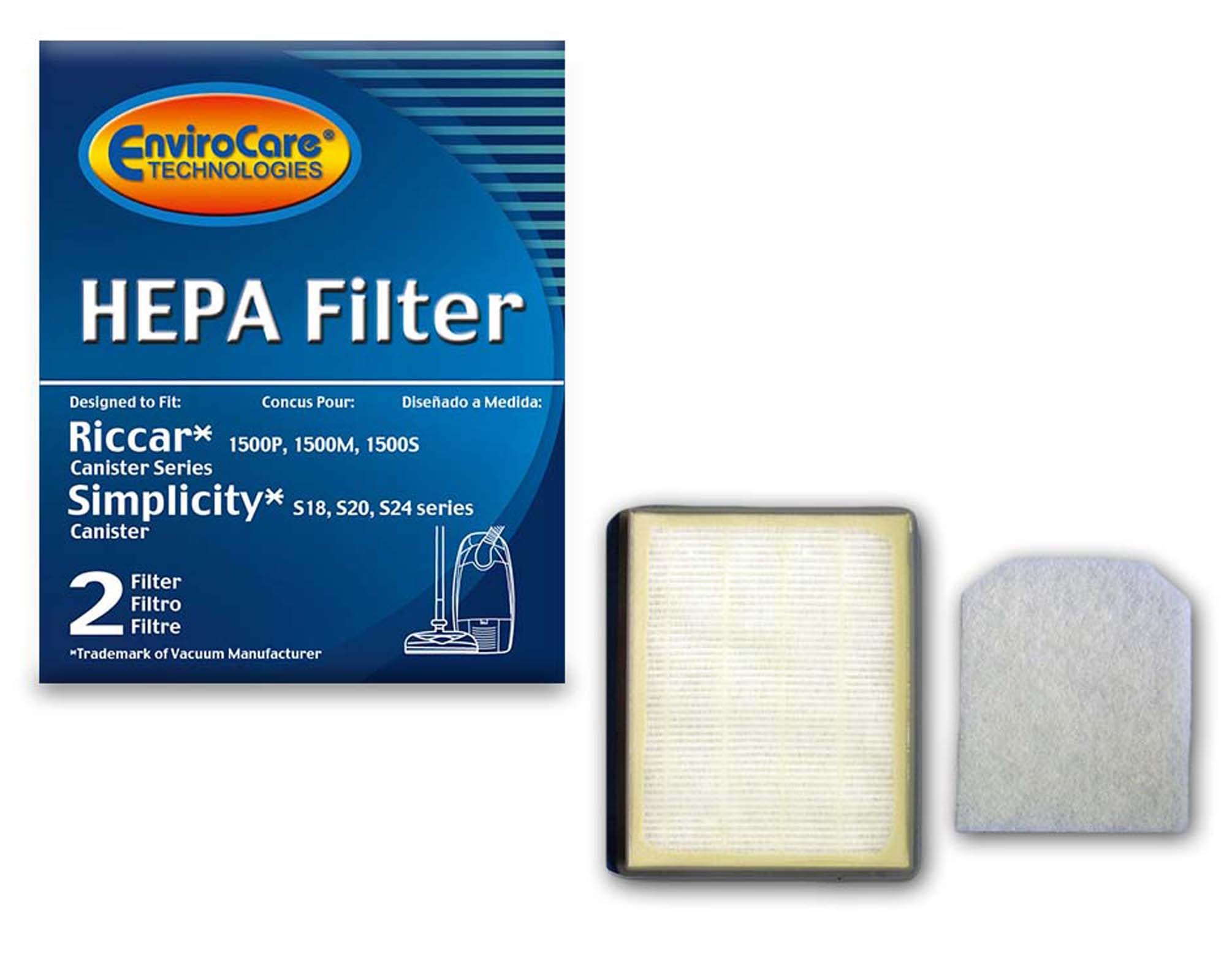 Envirocare Replacement Hepa Vacuum Cleaner Filters Designed To Fit Riccar: Rf15, 1500P, 1500M, 1800S And Simplicity: S24, S20, S
