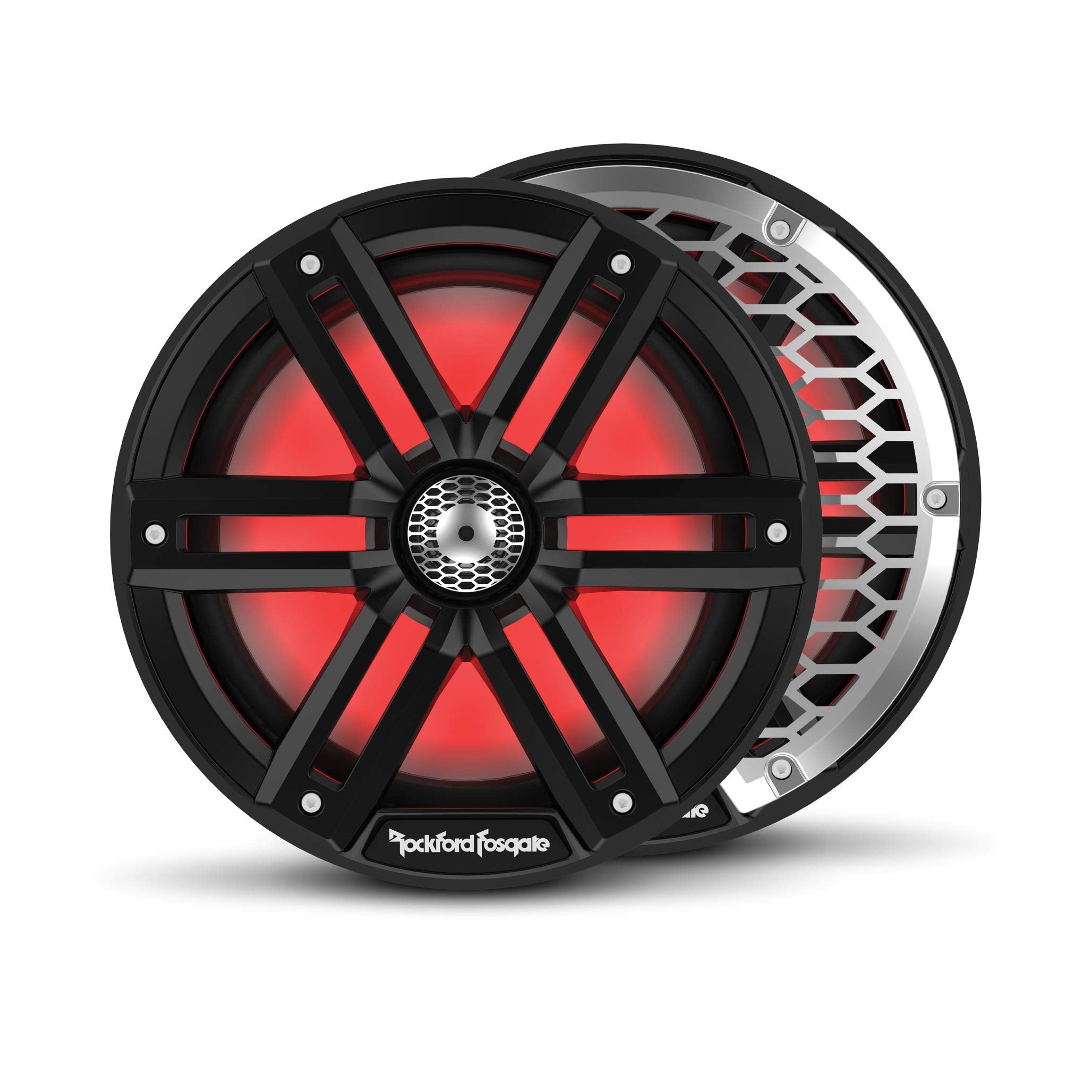 Rockford Fosgate M2-8B Color Optix 8    2-Way Coaxial Multicolor LED Lighted Marine Speakers -Black/Stainless (Pair)