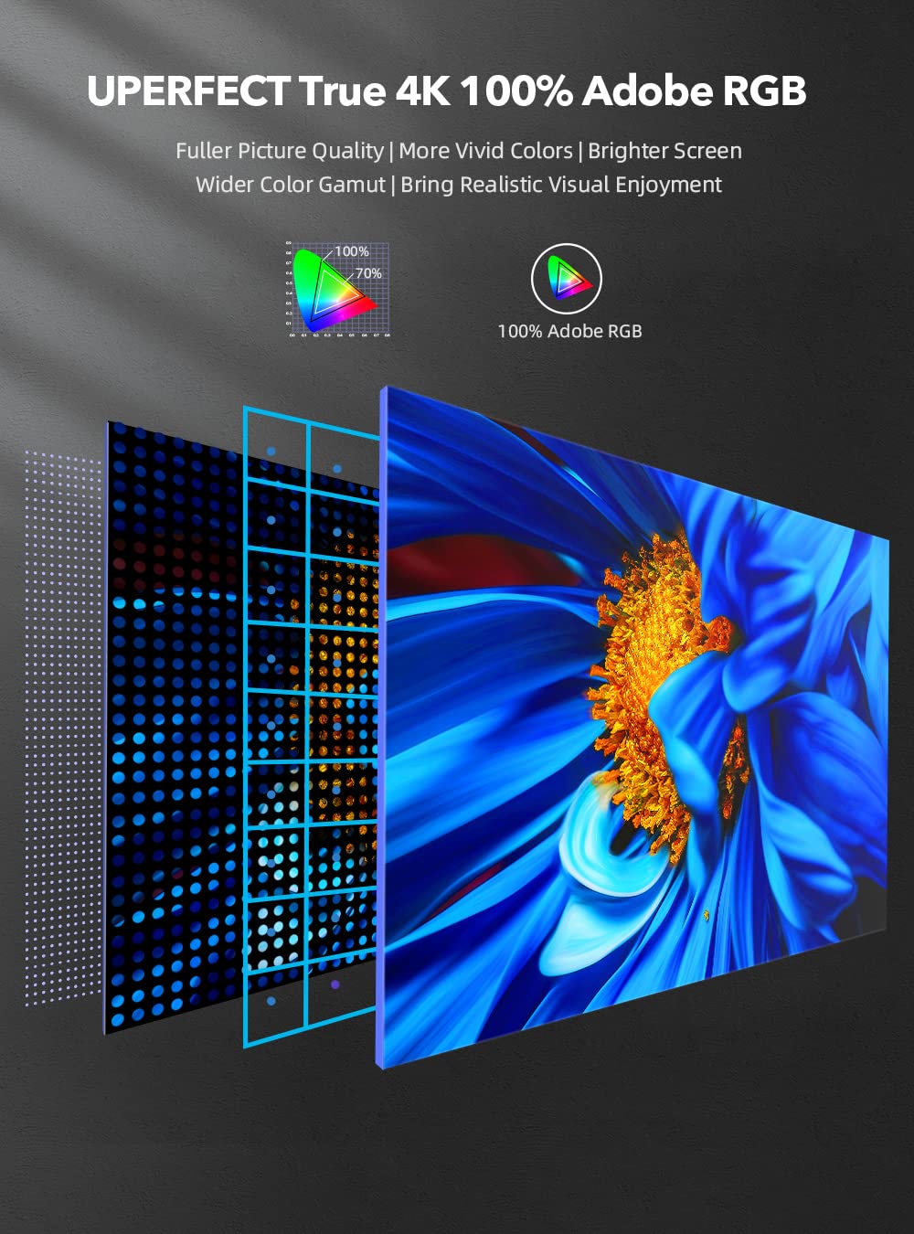 Uperfect True 4K Portable Monitor, 15.6    600 Nits Laptop Monitor, 100% Adobergb, Uhd 3840X2160 Usb-C & Hdmi W/Smart Case, Hdr