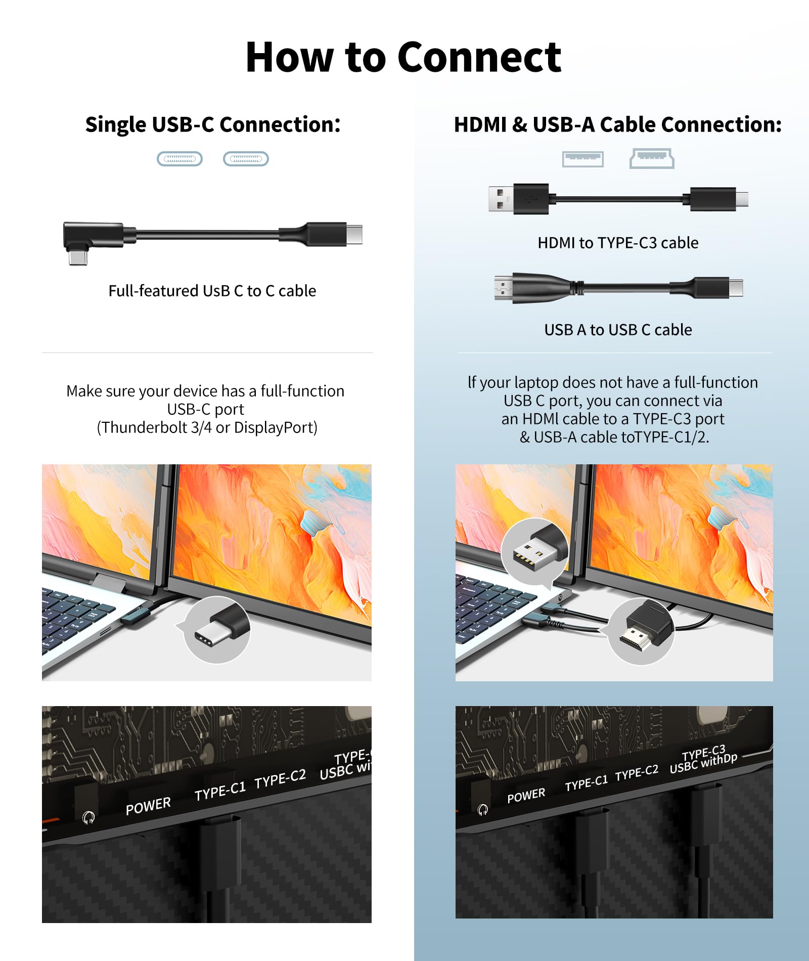 Cevaton Laptop Screen Extender   15.6'' Fhd 1080P Portable Monitor For Laptop, Detachable & Plug And Play Dual Laptop Monitor Ex