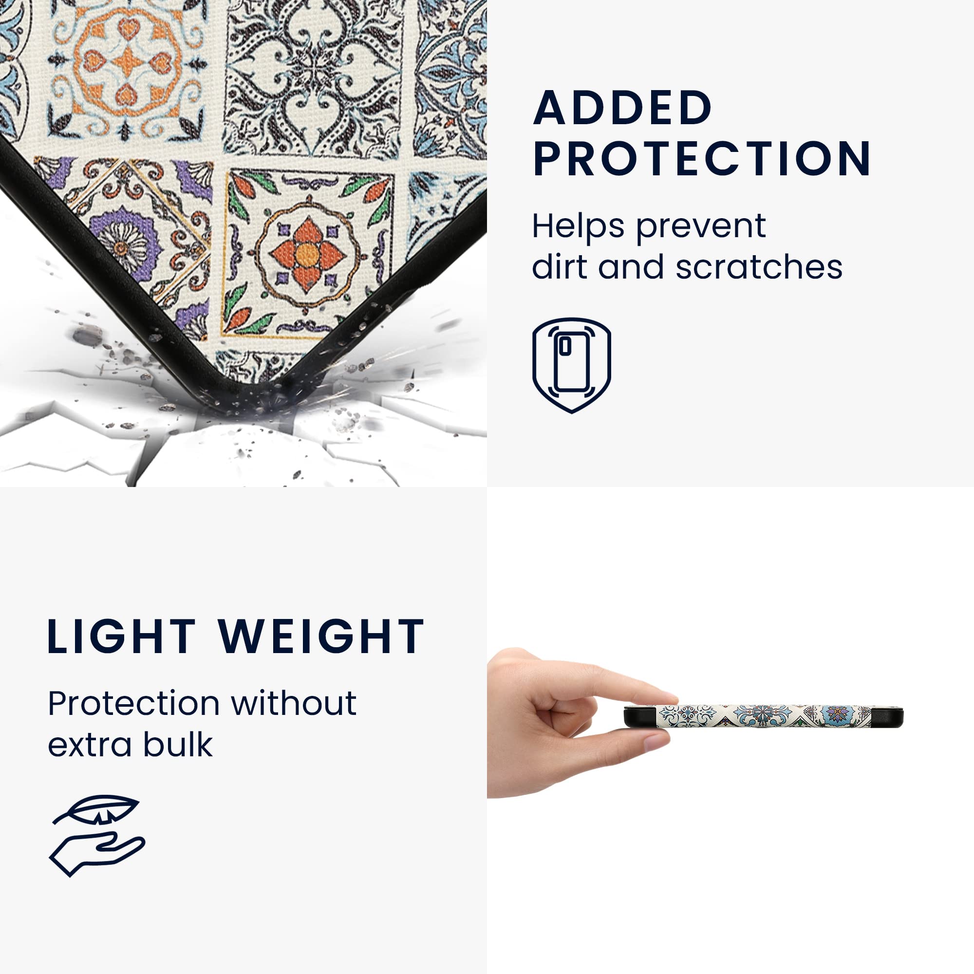 Kwmobile Case Compatible With Barnes & Noble Nook Glowlight 4 / 4E Case   Ereader Cover   Moroccan Tiles Multicolor/Brown