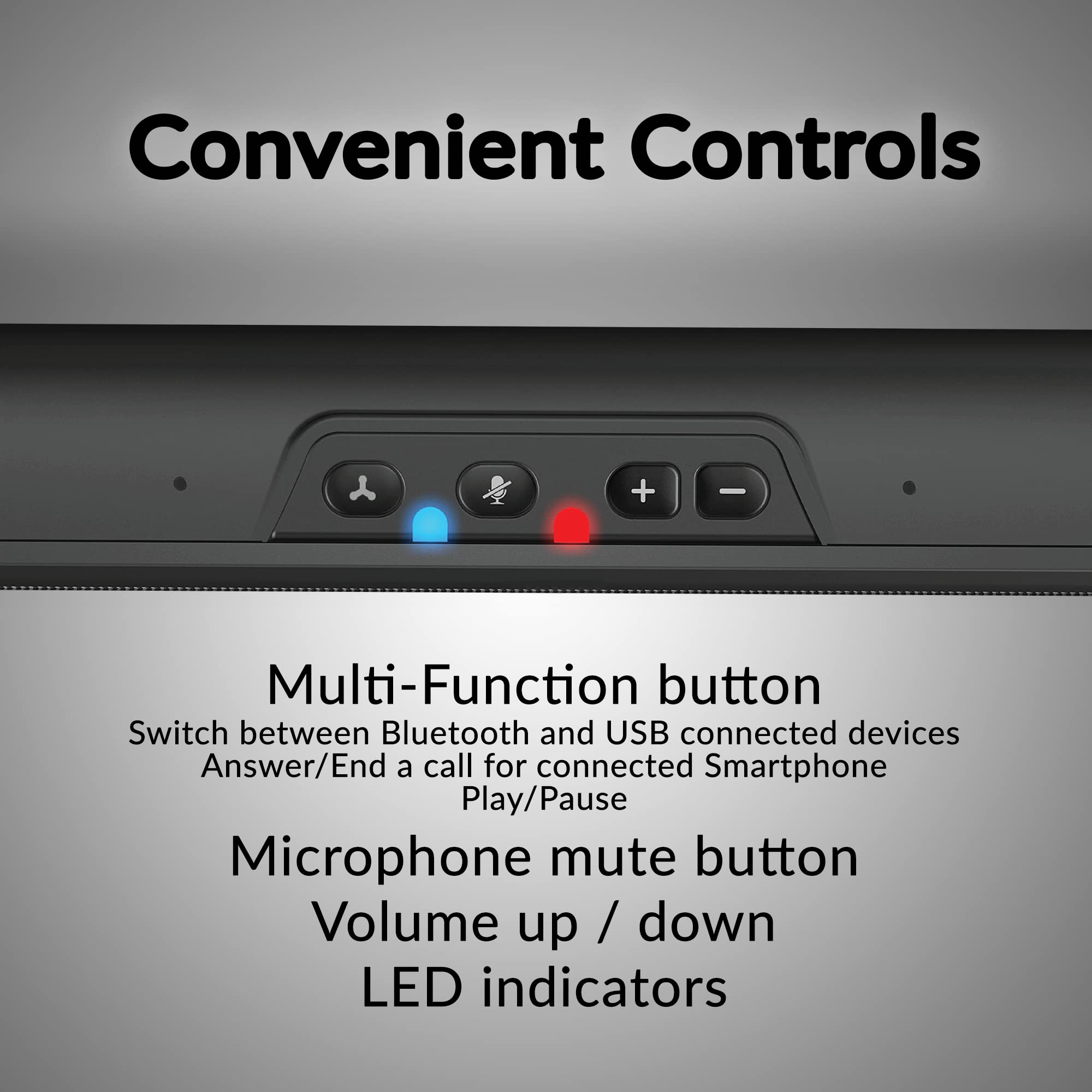 Cyber Acoustics Usb & Bluetooth Speaker Bar (Ca-2890Bt) - Usb Powered Speaker With Speakerphone For Pc And Bluetooth To Simultan
