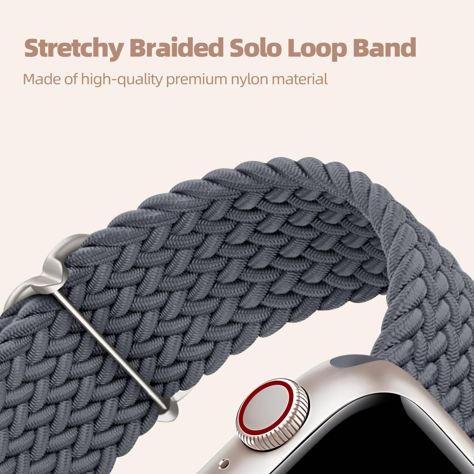 4 Pack Braided Solo Loop Compatible With Apple Watch Band 46Mm 45Mm 44Mm 49Mm 42Mm 41Mm 40Mm 38Mm, Stretchy Nylon Elastic Sport