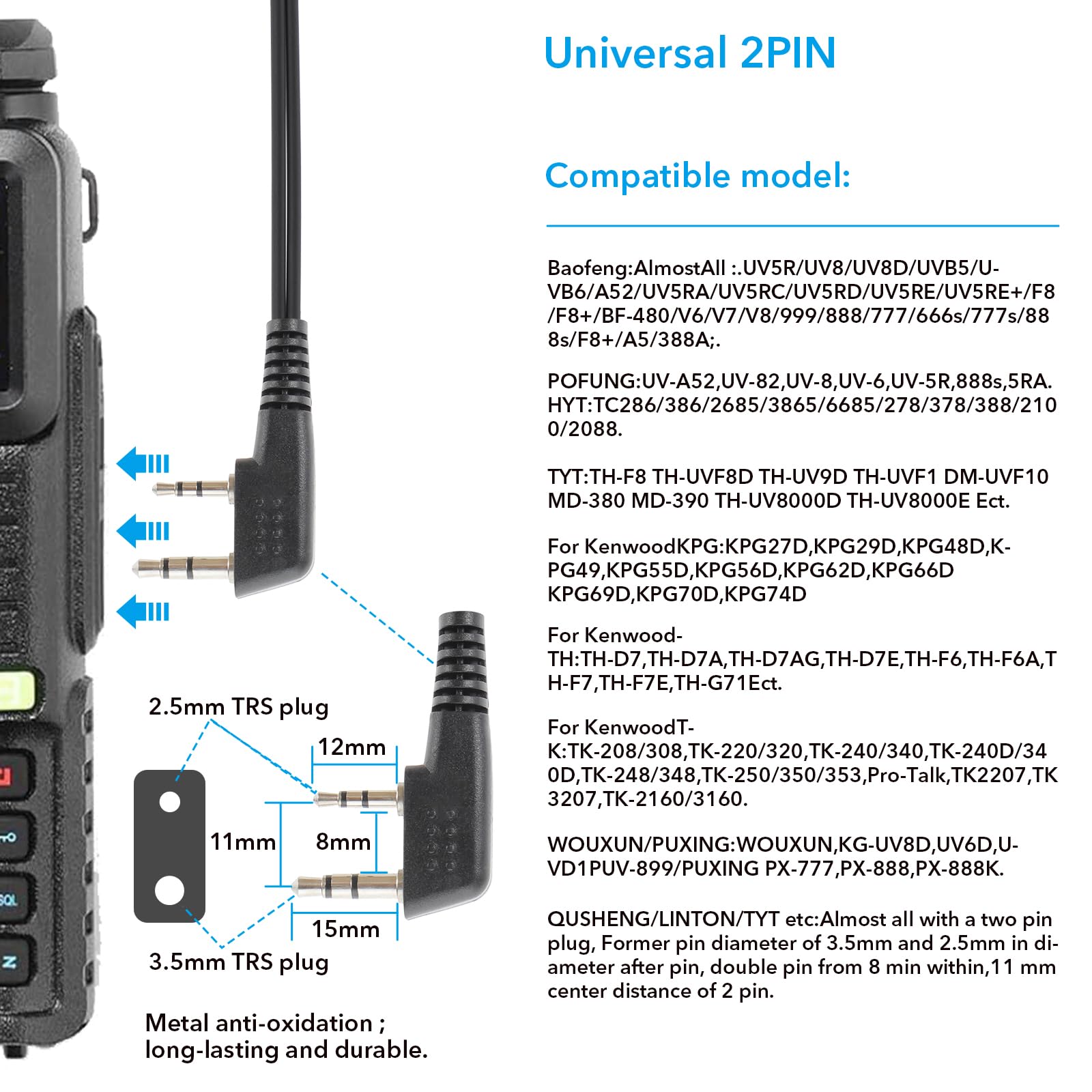 Walkie Talkie Earpiece With Mic/Ptt Acoustic Tube Headset For Kenwood Baofeng Samcom Btech Retevis Walkie Talkies Radios And Bf
