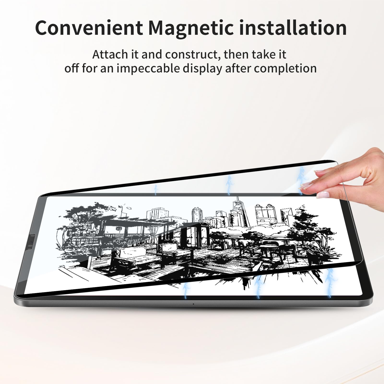 Softamm Paperfeel Magnetic Screen Protector For Ipad Pro 12.9 Inch (2022/2021/2020/2018), Matte Pet Film For Drawing & Writing F