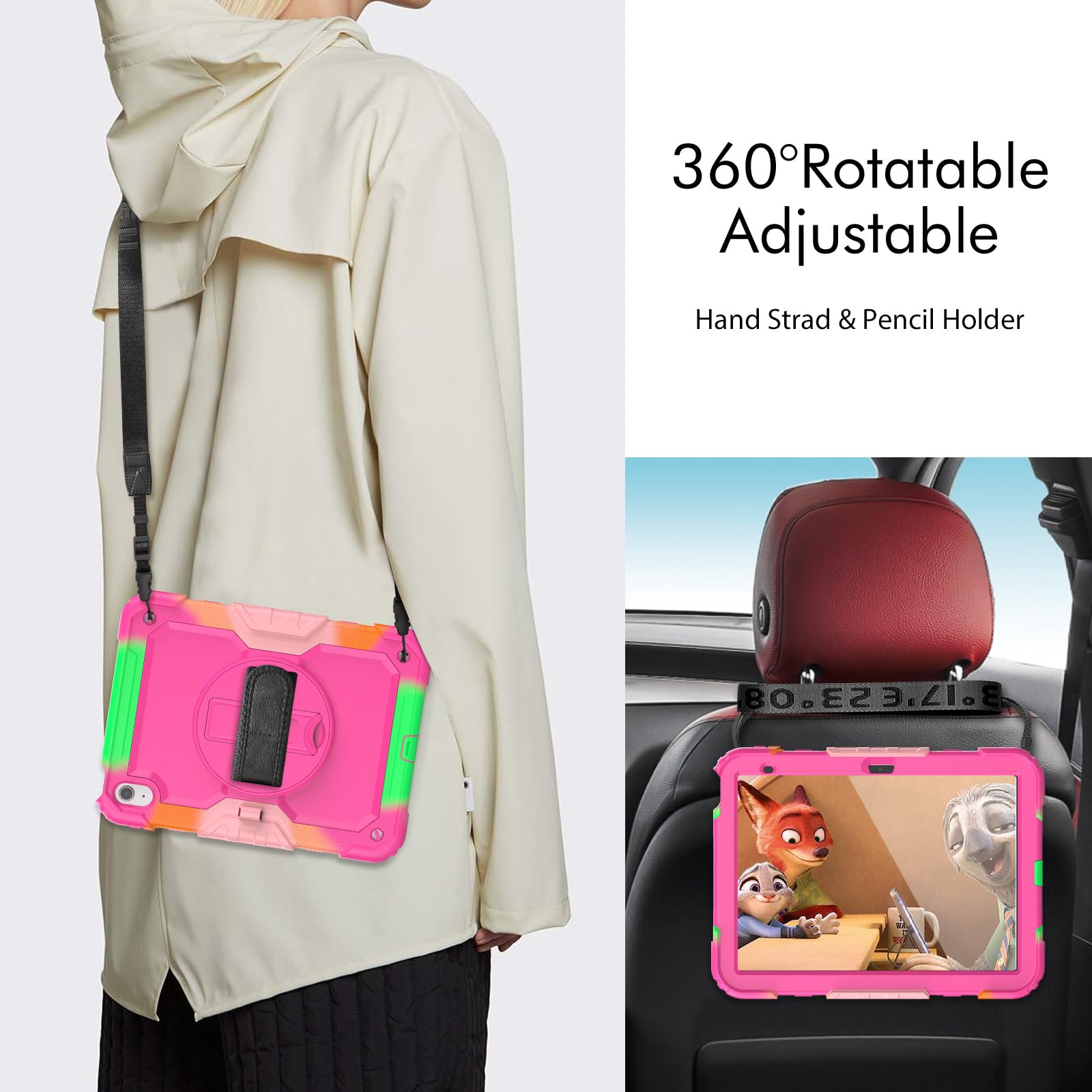 Sibeitu Case Compatible With Ipad 10Th Generation Case 10.9'', Ipad 10 Case With Screen Protector And Pencil Holder Full Body Dr