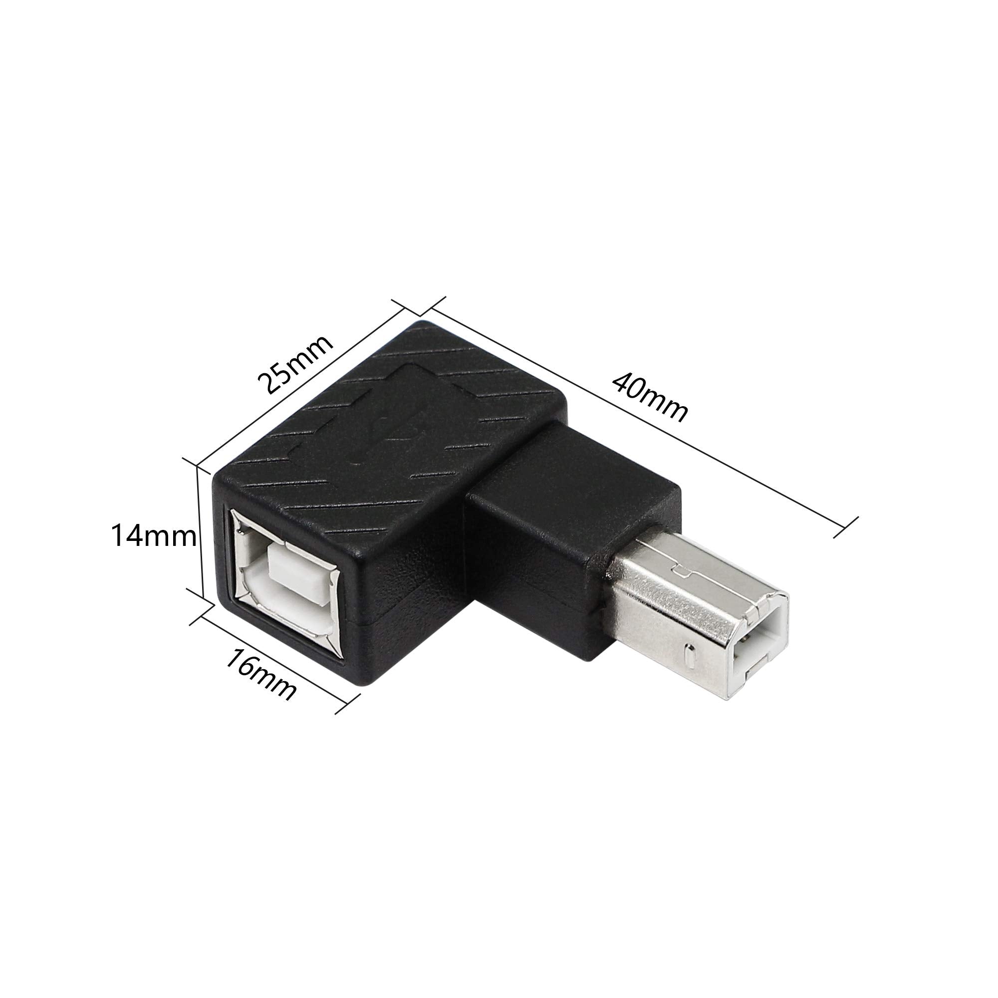 Yacsejao Usb 2.0 Type B Printer Adapter, 2Pack 90 Degrees Usb 2.0 B Male To Type B Female Printer Adapter, For Printer, Scanner,