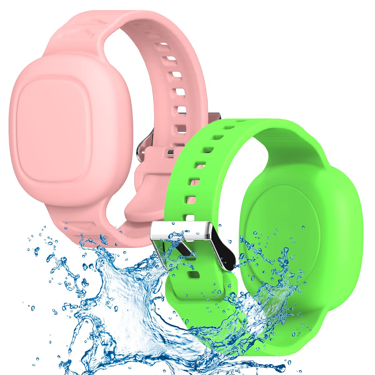 [2 Pack] Kid Bracelet For Tile Mate Waterproof Hidden, Kids Wristband Tile Mate Holder Case Cover Compatible With Tile Mate (2022), Soft Silicone Tile Mate Case For Kids/Teens/Elderly (Pink+Green)