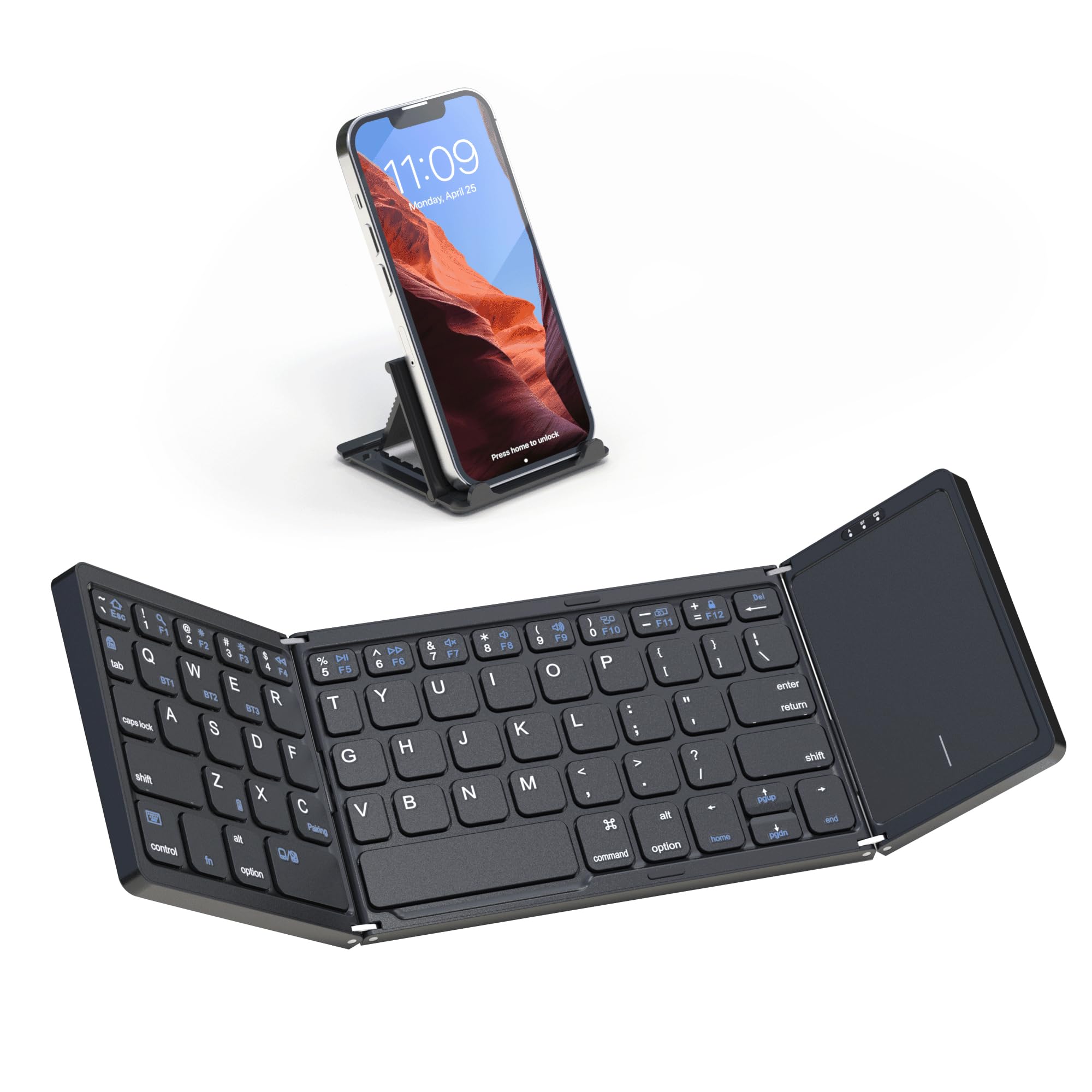 Artciety Foldable Bluetooth Keyboard, Folding Portable Wireless Keyboard With Touchpad,Travel Pocket Keyboard For Ios Android Wi
