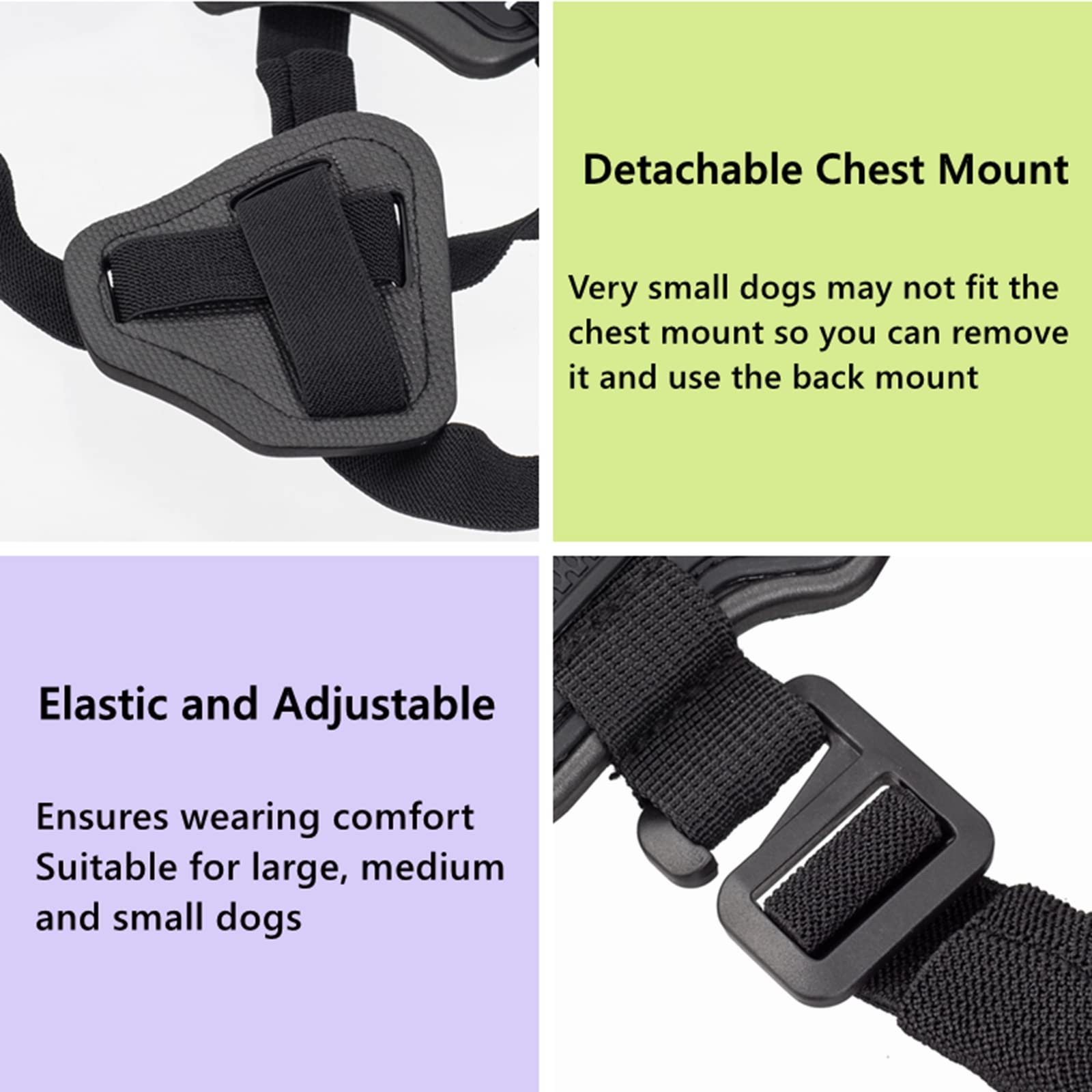 Dog Harness For Gopro, Soft And Adjustable Pet Harness Mount Vest With 2 Mouting Base, For Chest And Back Fixation For Gopro Hero All Models And Other Sports Cameras, Suitable For Medium Large Dogs