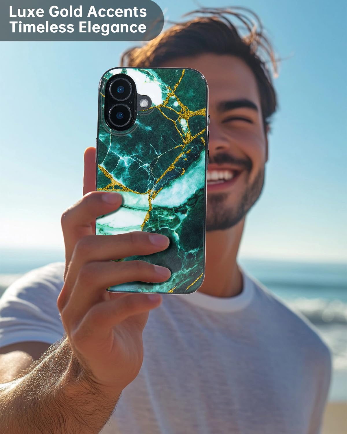 Scorpify For Iphone 16 Case [Compatible With Magsafe] With Emerald Green Marble Design, Cute Magnetic Phone Cover For Women Girl