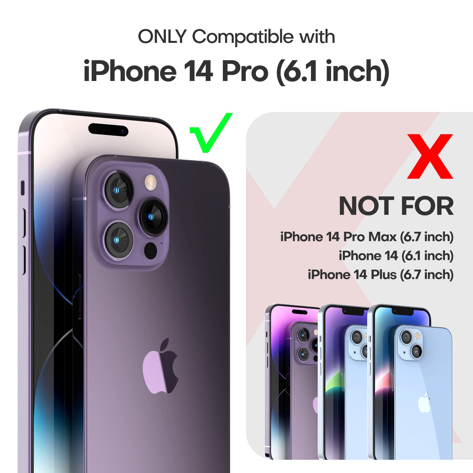 Tauri 5 In 1 Designed For Iphone 14 Pro Case Clear, [Not Yellowing] With 2X Screen Protectors + 2X Camera Lens Protectors, [Mili