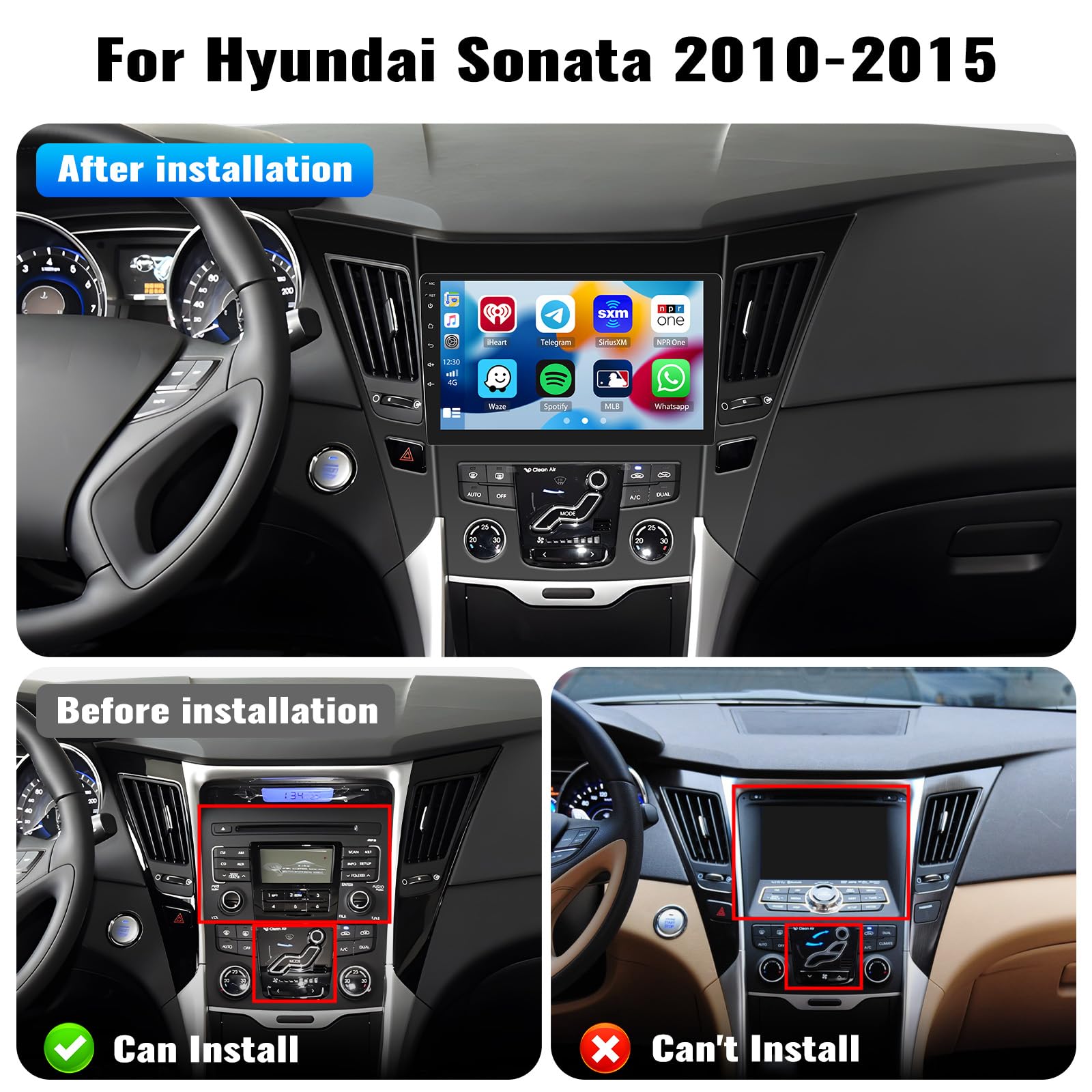 2G+32G For Hyundai Sonata 2010 2015 Radio Android 13 Car Stereo Wireless Apple Carplay Android Auto Mirror Link Gps Navigation 9