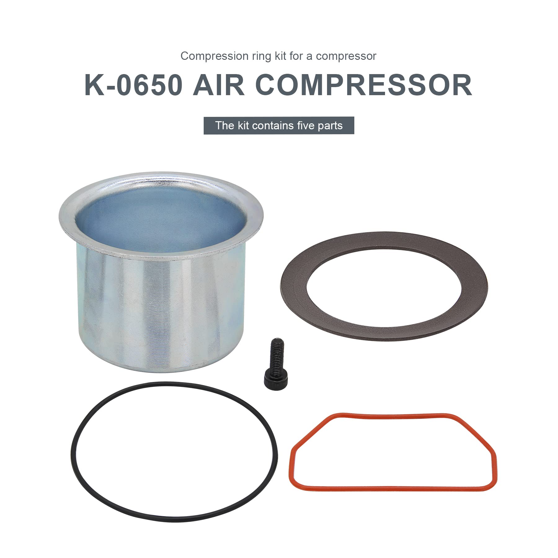 Thaekuns 2Pcs K 0650 Air Compressor Cylinder Sleeve And Compression Ring Kit, Cable Air Compressor Service Kits For Craftsman De