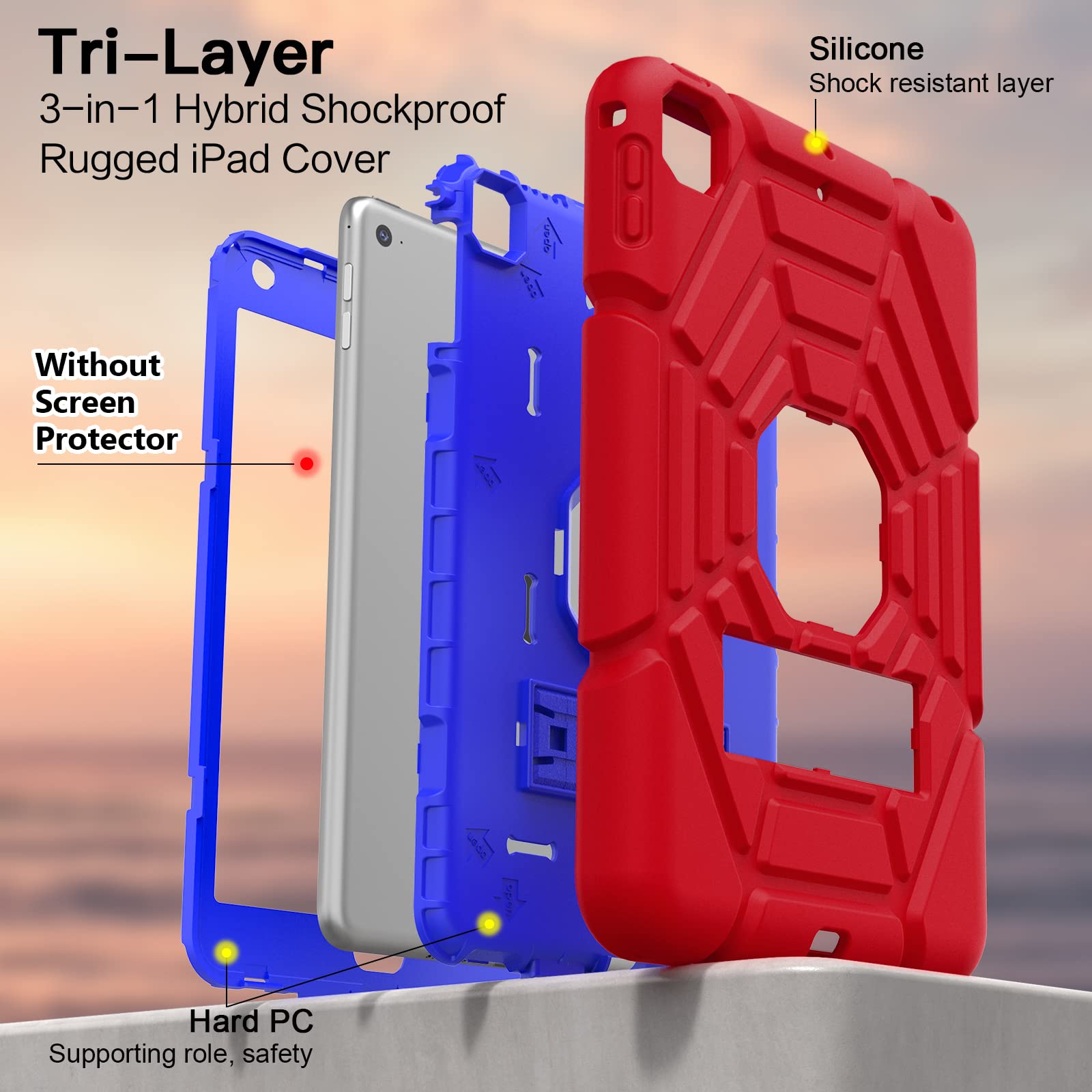 Grifobes For Ipad Mini 5/4 Case 2019/2015, Heavy Duty Shockproof Cover With Stand For Ipad Mini 5Th / 4Th Generation 7.9 Inch Fo