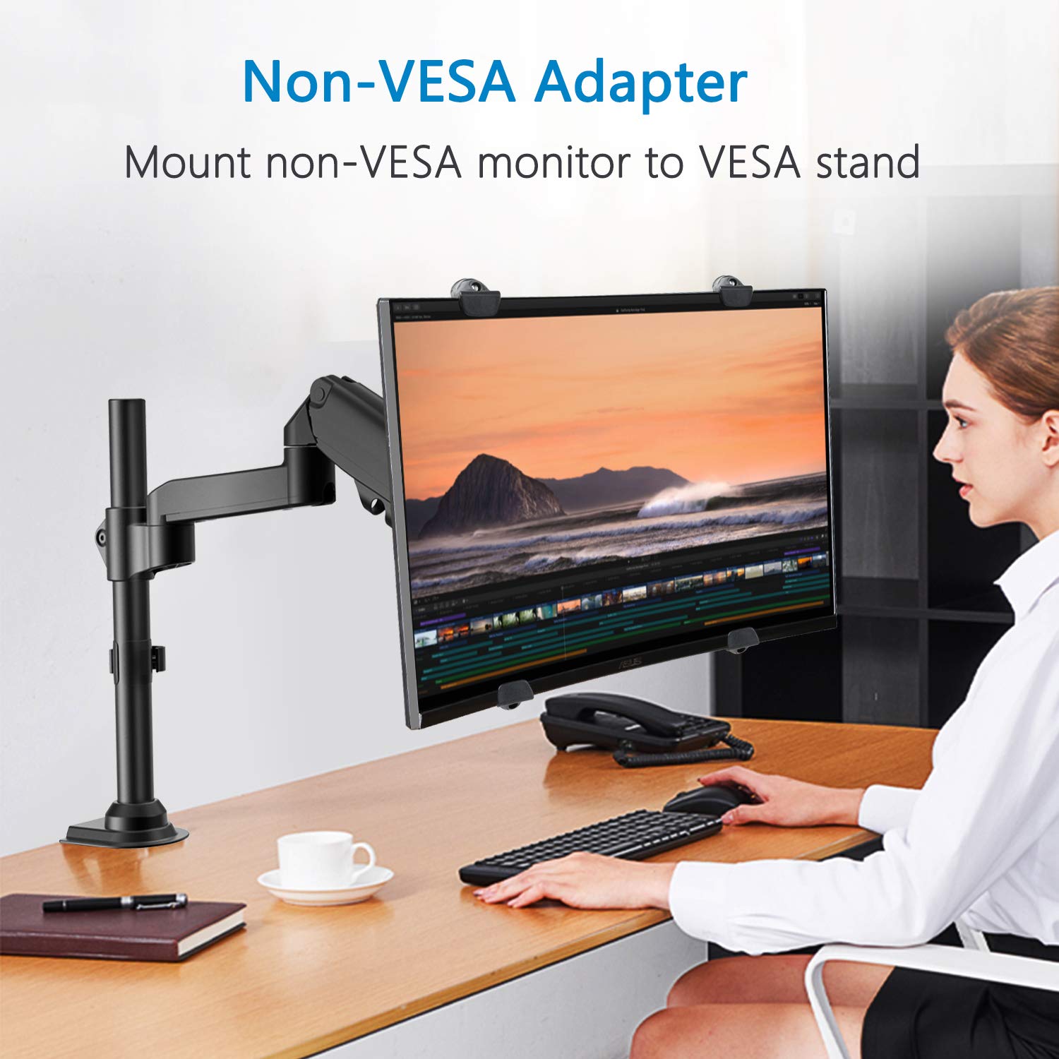 Huanuo Universal Vesa Mount Adapter Kit, Non Vesa Adapter For 17 To 27 Inch Monitor Screens To 75X75 Vesa Mount