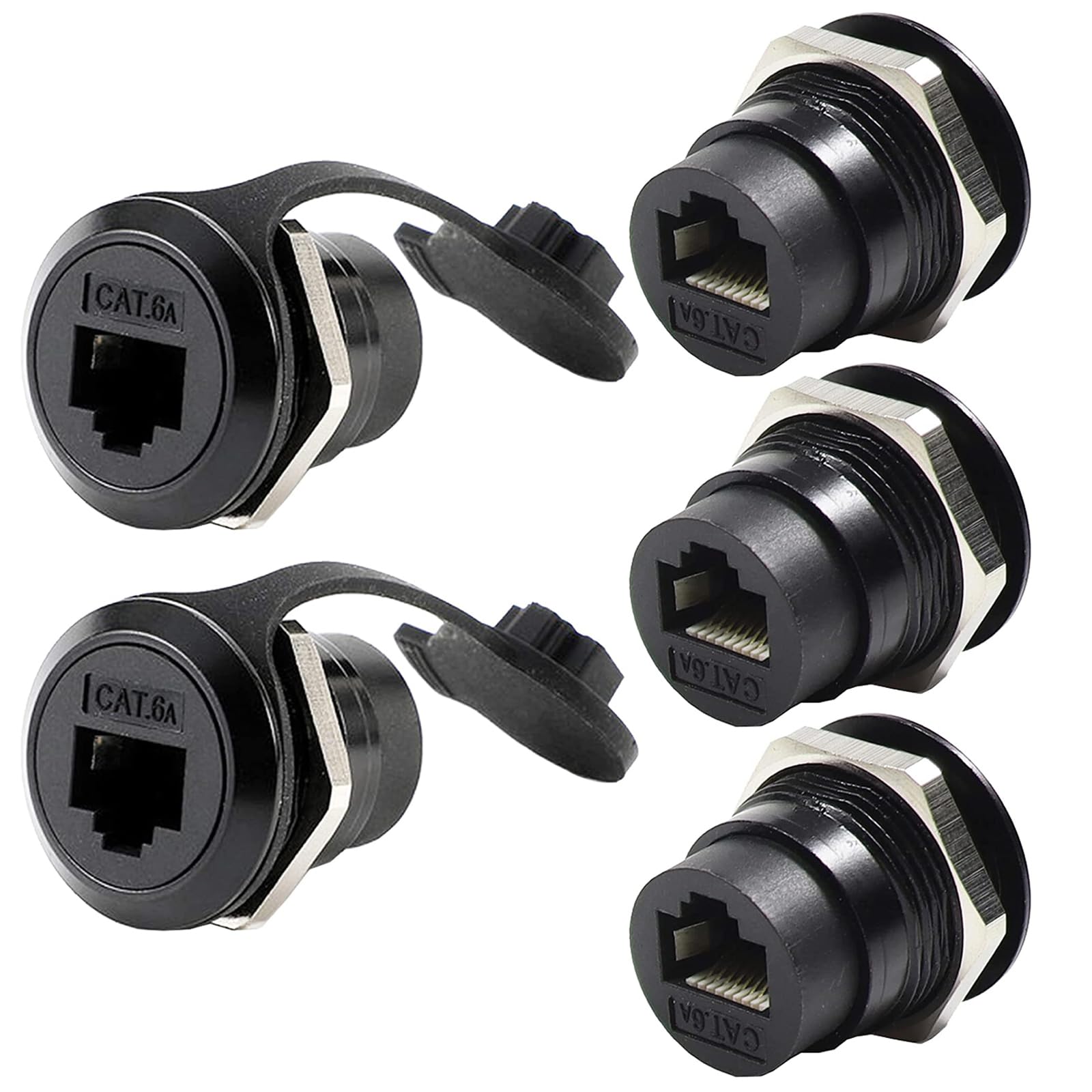 Penglin 5Pcs Waterproof Rj45 Panel Mount Connector,Rj45 Cat6A/6/5E Shielded Ethernet Lan Pass Through Connector Female To Female