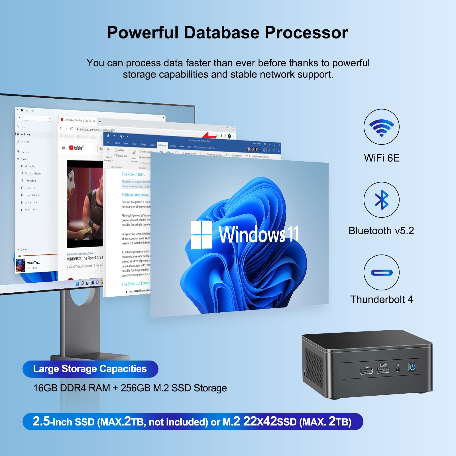 Intel Nuc 12 Pro Mini Desktop Computer, Intel Core I5 1240P Mini Pc(12C/16T, Up To 4.4Ghz) 16Gb Ddr4 Ram & 256Gb Pcie 4.0 Nvme S
