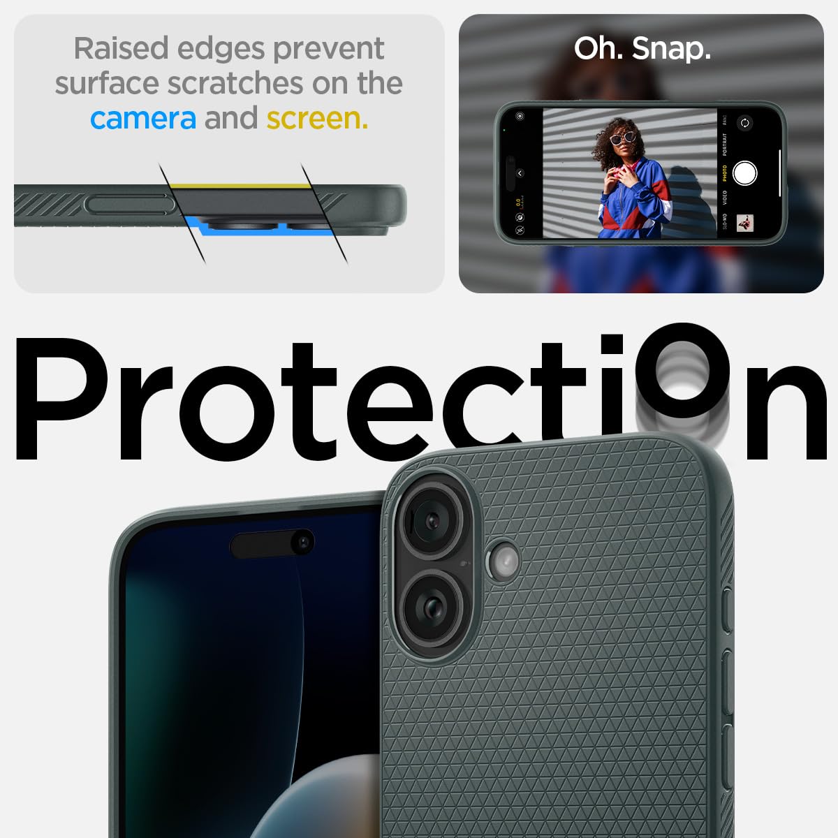 Spigen Liquid Air Designed For Iphone 16 Case [Not Compatible With Magsafe], [Military Grade Protection]   Abyss Green