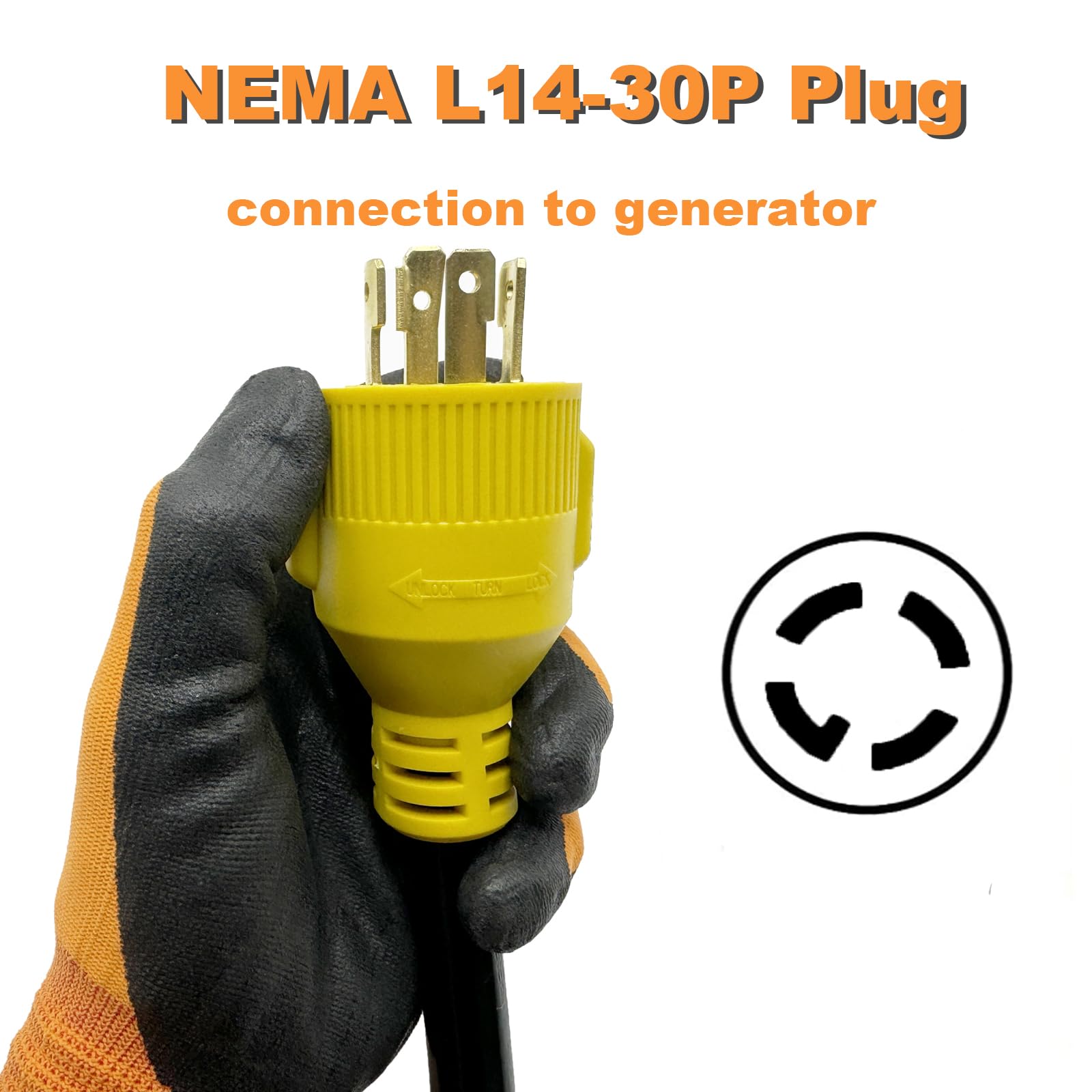 Suplevel 10 Ft Nema L14 30P To 6 50R Welder Adapter Plug Extension Cord, 4 Prong 30 Amp Twist Lock Generator Male To 3 Prong 50