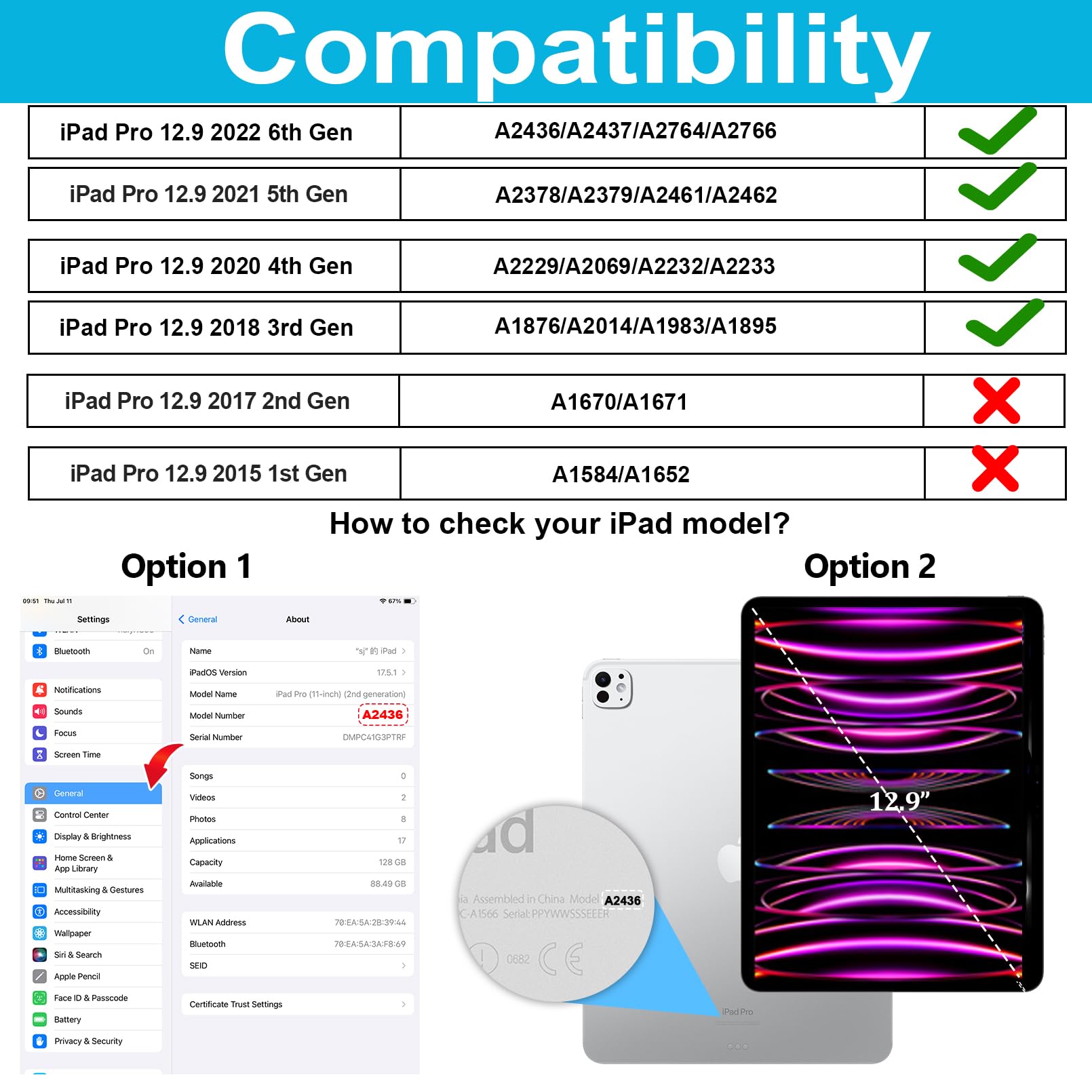 Case For Ipad Pro 12.9 2022/2021/ 2020/2018: Military Grade Silicone Cover For Ipad 12.9 6Th/5Th/4Th/3Rd Generation W/Screen Pro