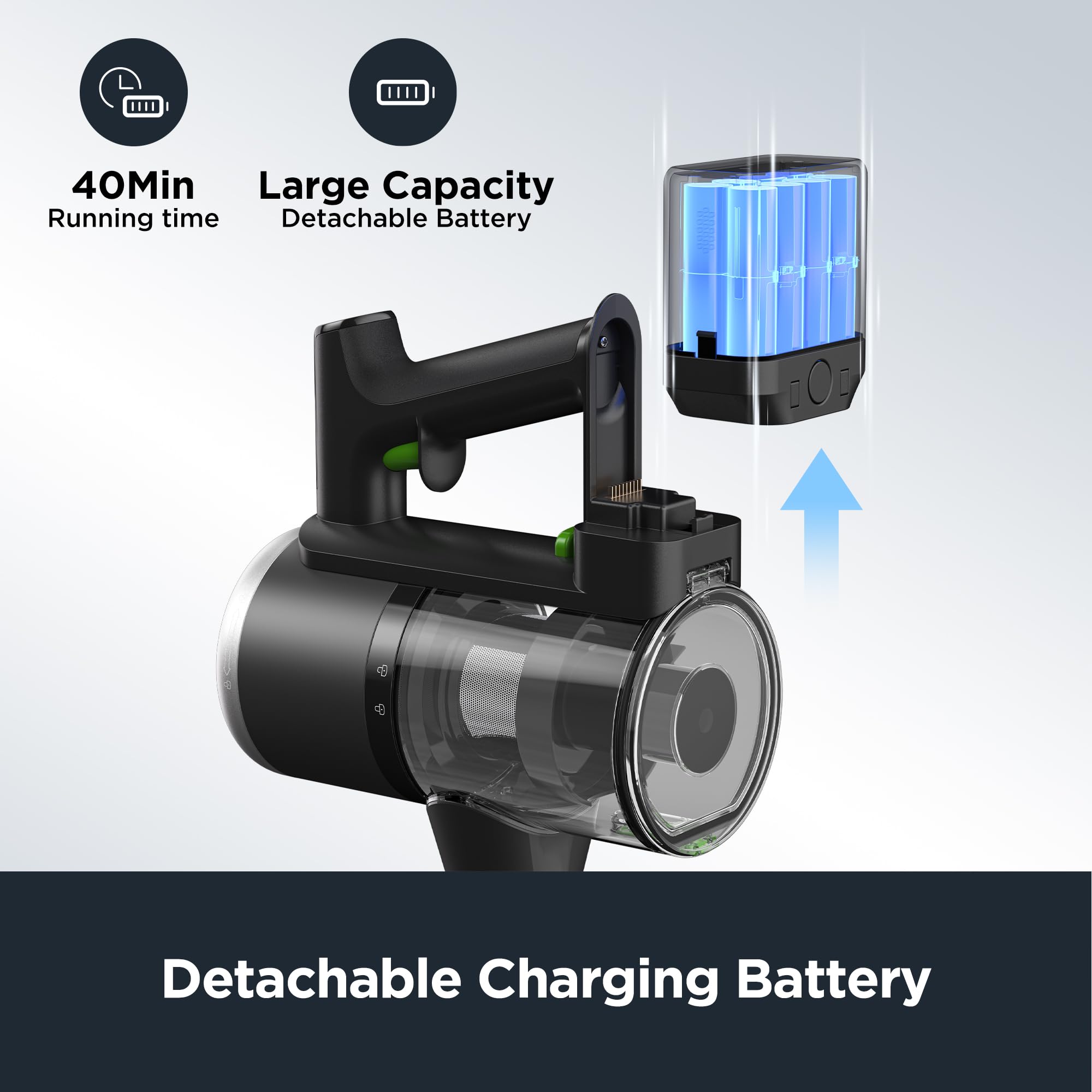 Eureka Lightweight Cordless Stick Vacuum Cleaner Convenient For Hard Floors, Rechargeable Handheld Vacuum Cleaner Portable With