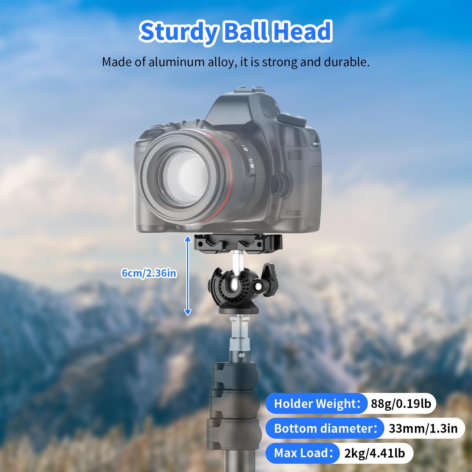 Xxzu Phone Tripod Mount With Ball Head,Tripod Head 360Rotating Camera Ball Mount, Phone Holder Adapter With Cold Shoe, 1/4''Scre