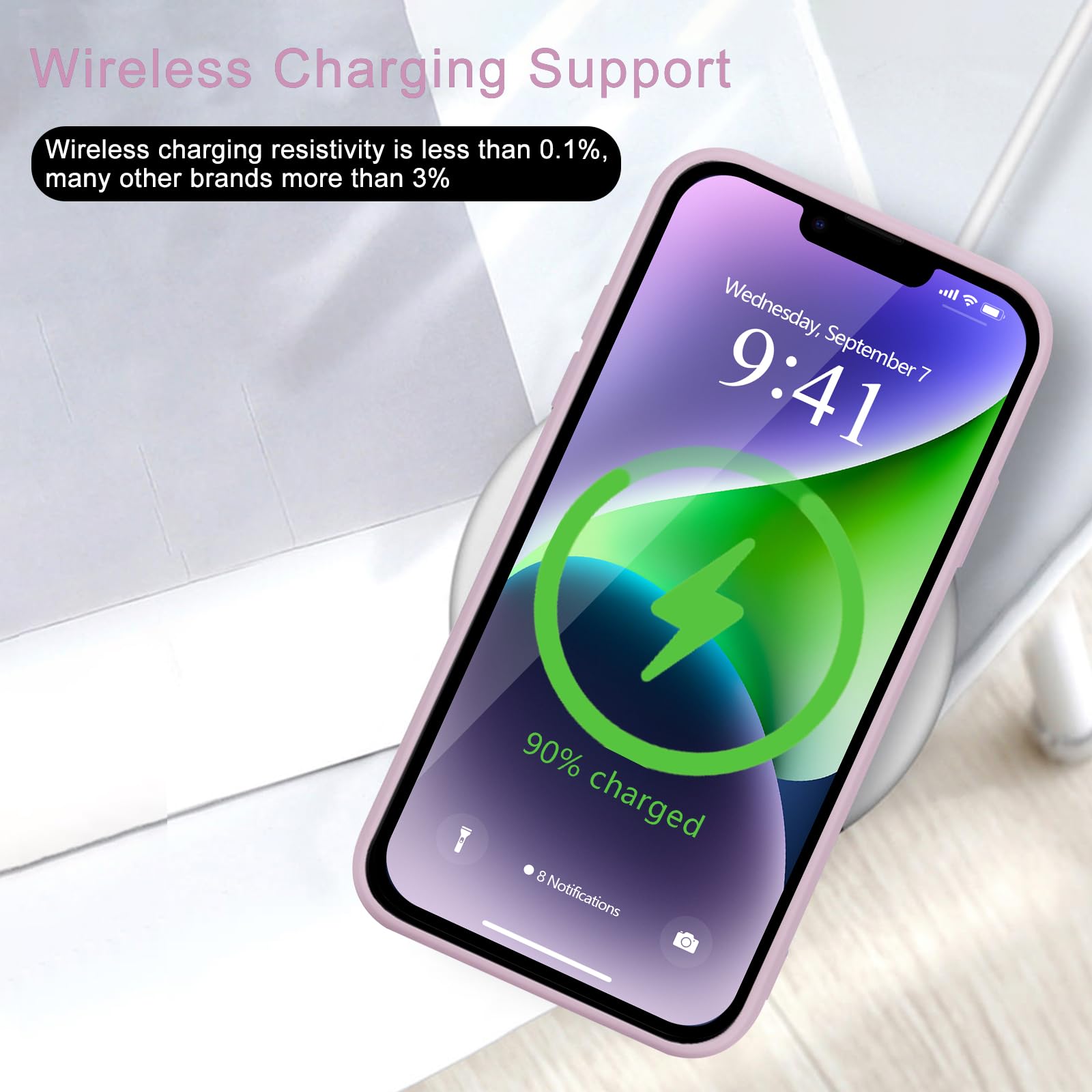 Wirvyuer For Iphone 14 Plus Case Cute Slim Shockproof Phone Case With Wireless Charging Support And Protection, Purple