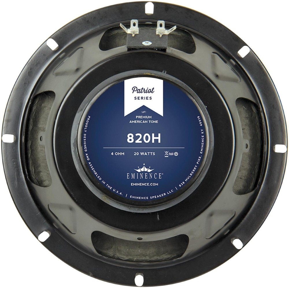 Eminence Patriot 820H 8' Guitar Speaker with Hemp Cone, 20 Watts at 4 Ohms,Black