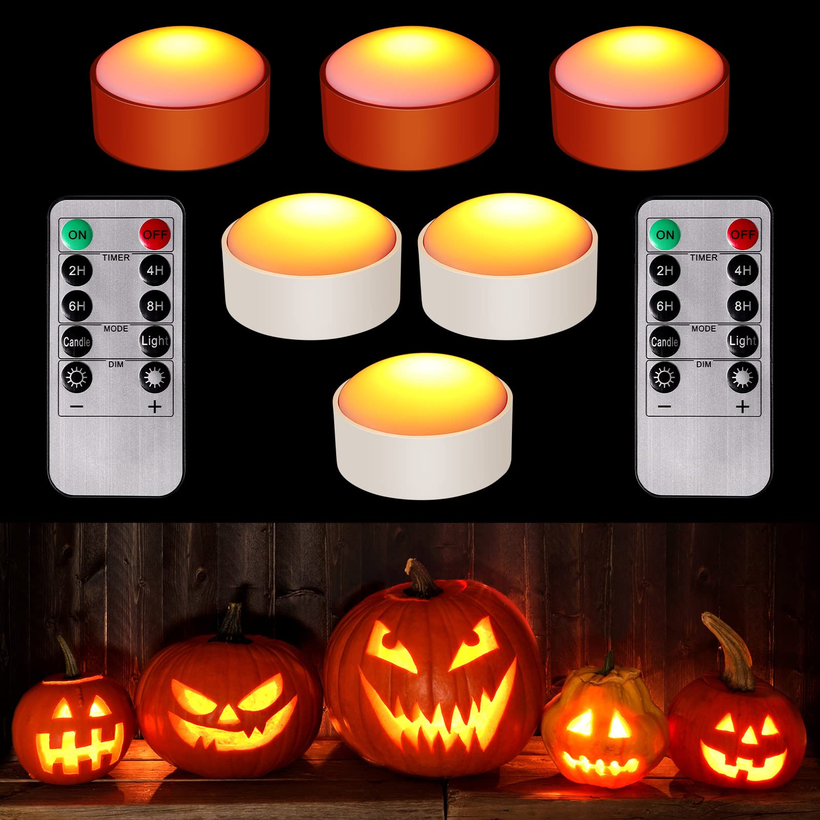 6 Pieces Halloween Pumpkin Lights With Remote And Timer Led Pumpkin Lights Battery Operated Pumpkin Pat Lights Jack O Lantern Li