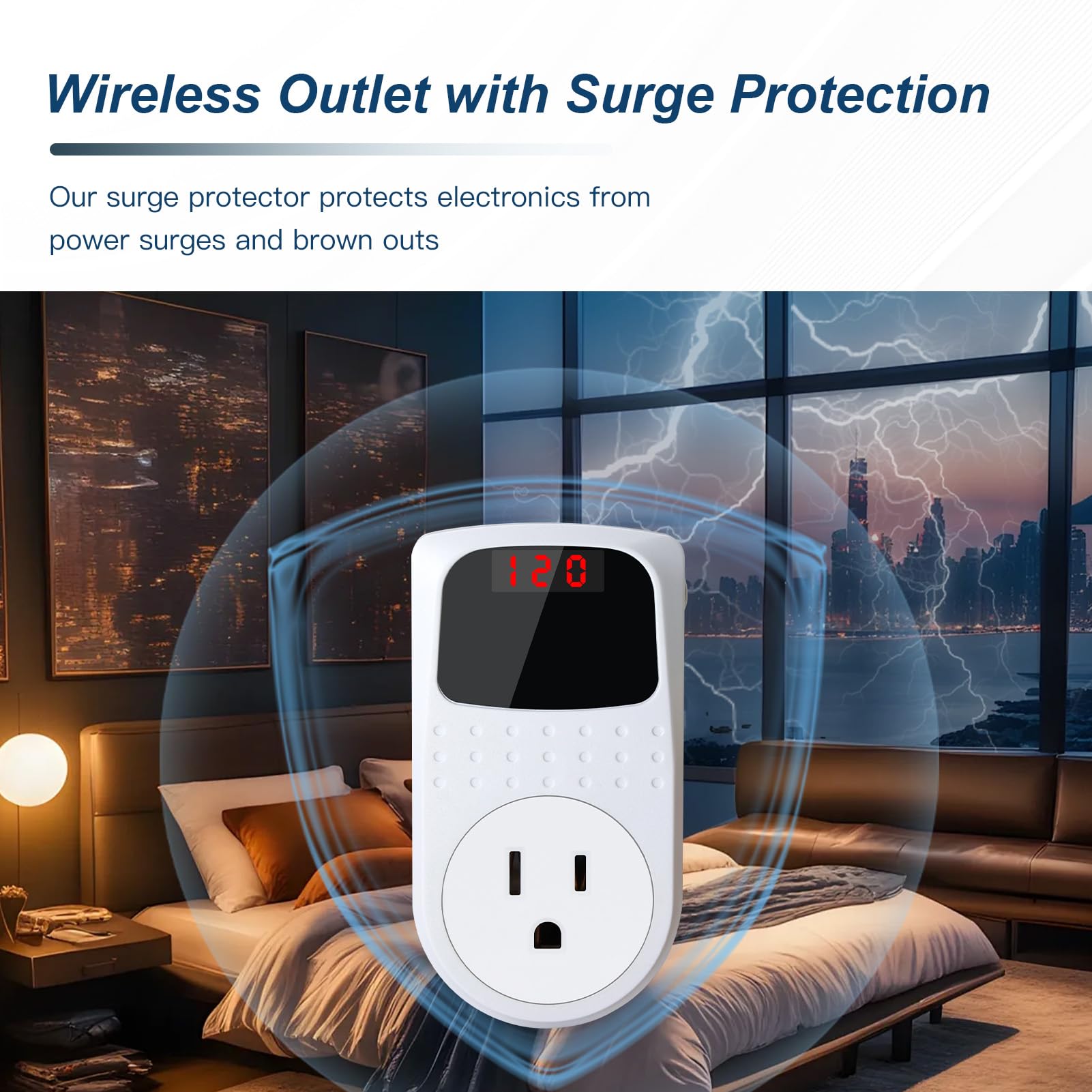 Bseed Surge Protector Outlet, Voltage Regulator, Surge Protector For Refrigerator/Tv/Pc/Home Appliance, Wall Tap Adapter, Space