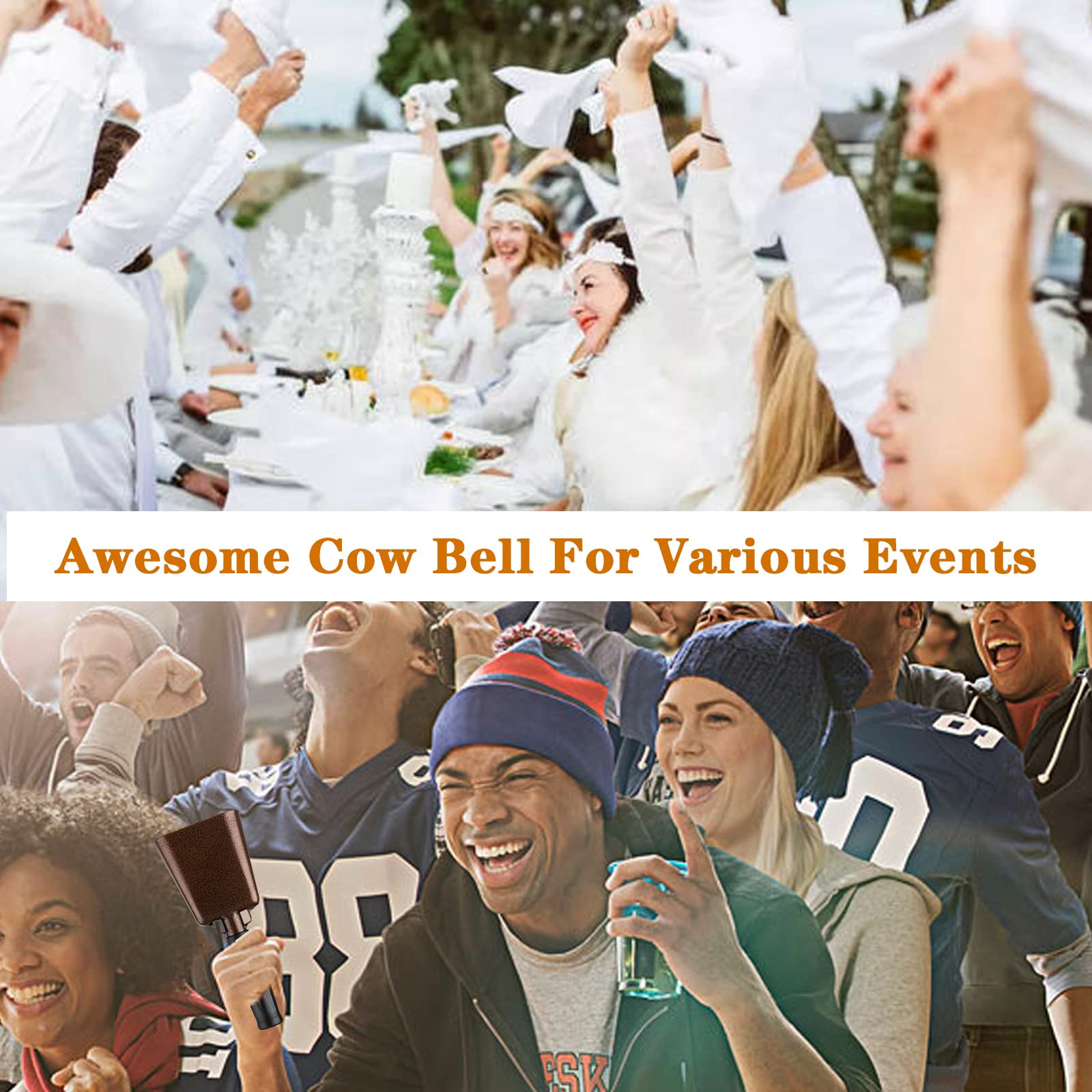Musfunny Steel Cow Bell With Handle Cowbells, Cheering Hand Bells Loud Noise Makers For Sporting Events,Football Games,School Be
