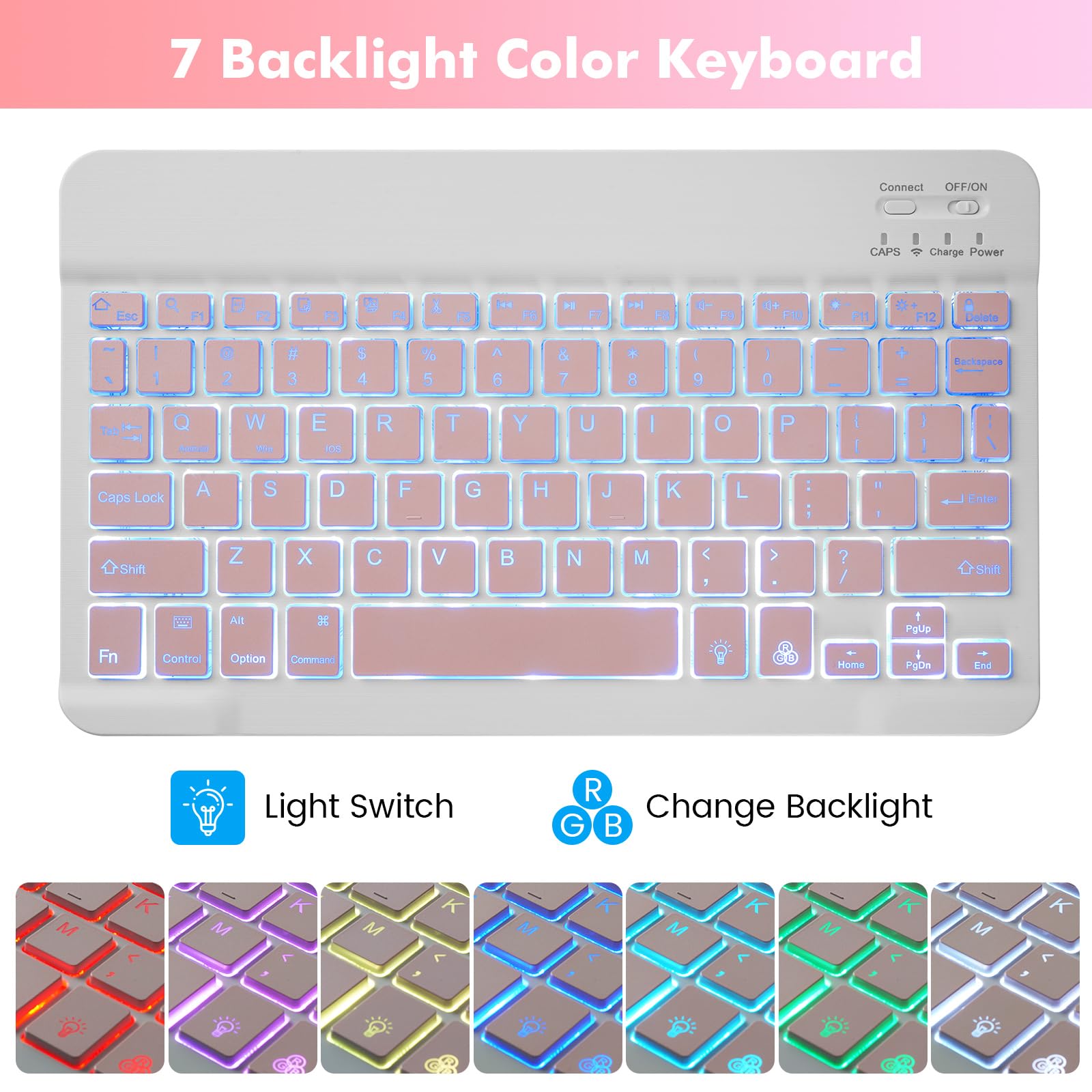 Soppy Keyboard Case For Ipad 9Th/8Th/7Th Generation, 7 Color Backlit Keyboard Case For 10.2 In Ipad (2021/2020/2019)&10.5In (Ipa