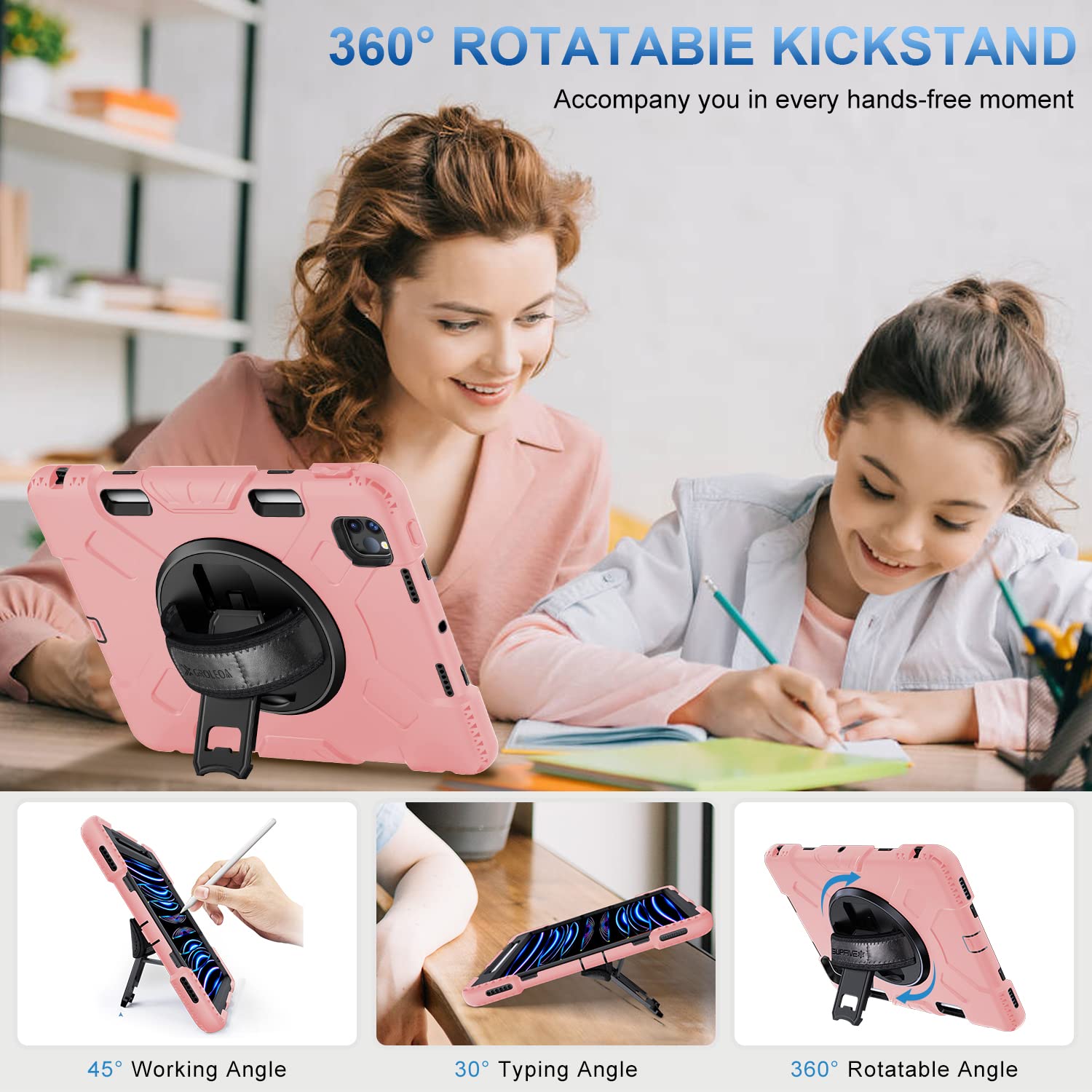 Supfives Case For Ipad Pro 11 2022: Military Grade Shockproof Silicone Case For Ipad Pro 11 4Th Generation  Shoulder Strap  Hand