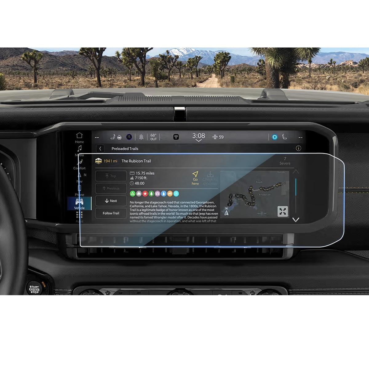 Cdefg Compatible With 2024 2025 Jeep Wrangler Jl 12.3-Inch Screen Protector For 2024 2025 Wrangler/Gladiator Accessories Rubicon 4Xe Sahara Sport S Tempered Glass