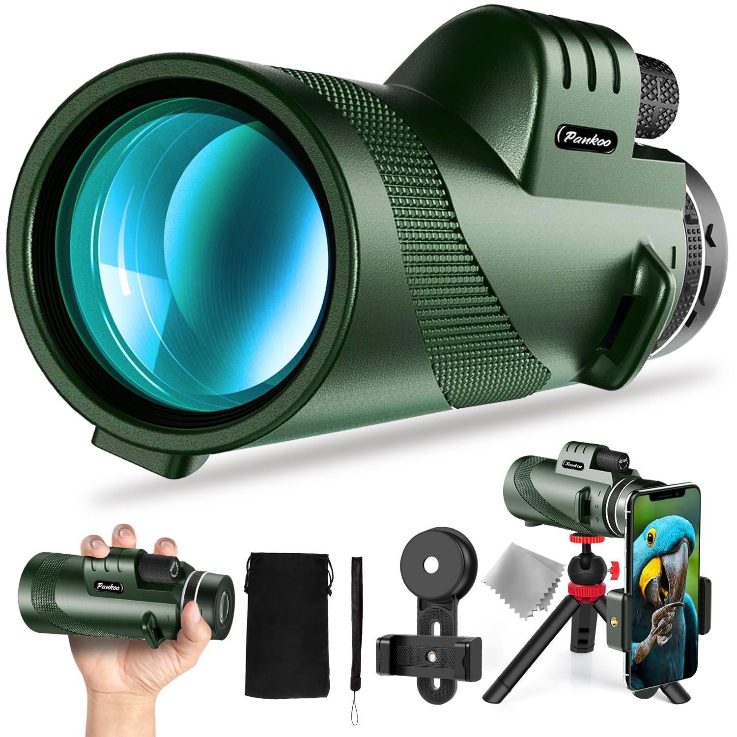 40X60 Monocular Telescope With Smartphone Holder & Tripod, 2023 Power Prism Compact Monoculars For Adults Kids, Hd Monocular Sco