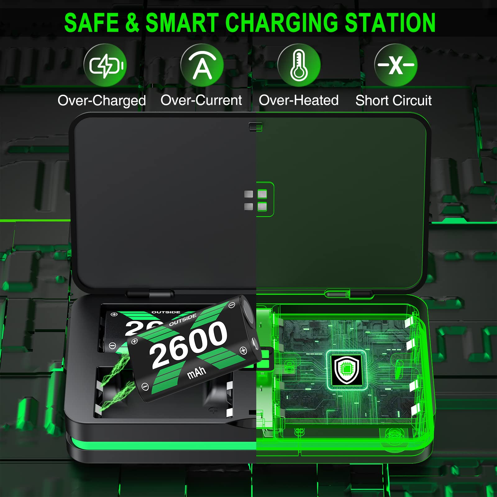 4X2600Mah Xbox Rechargeable Battery Compatible For Xbox One/Xbox Series X/S Controller Battery Packs For Xbox One S/X/One Elite