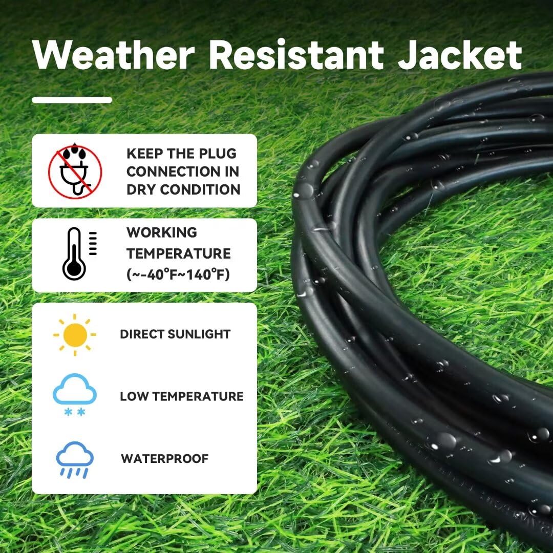 Fnxpow Indoor Outdoor Extension Cord, 12 Gauge 3 Prong Weatherproof Heavy Duty Black Extension Cords,12/3 Sjtw 15A 50 Ft Extensi