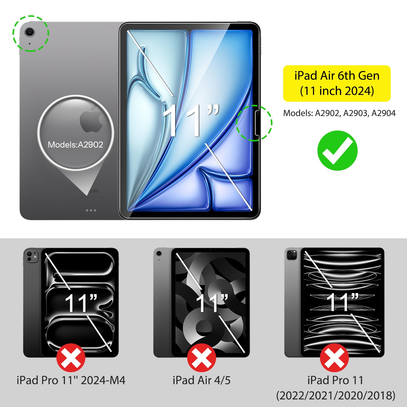 Sparin Screen Protector For Ipad Air 11 Inch M3/M2 (2025/2024, 7Th/6Th Generation), Auto Alignment Frame, 9H Tempered Glass Film