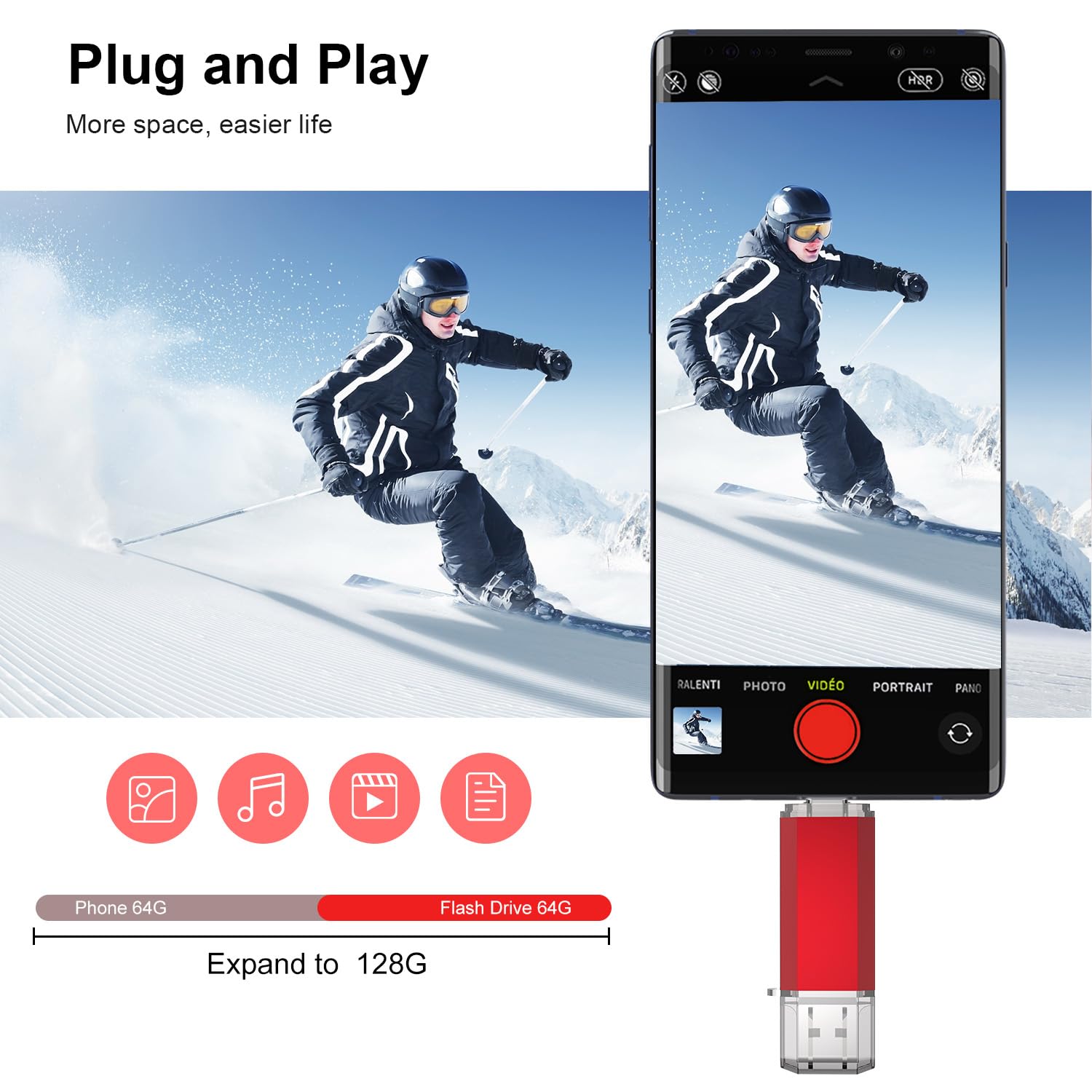 Raoyi 3 Pack 64Gb Usb C Flash Drive, 2 In 1 Usb 3.0 Type C Dual Otg Metal Thumb Drive Jump Drive Memory Stick With Keychain Suitable For Usb C Smartphones, Computers And Tablets (Red,Silver,Blue)