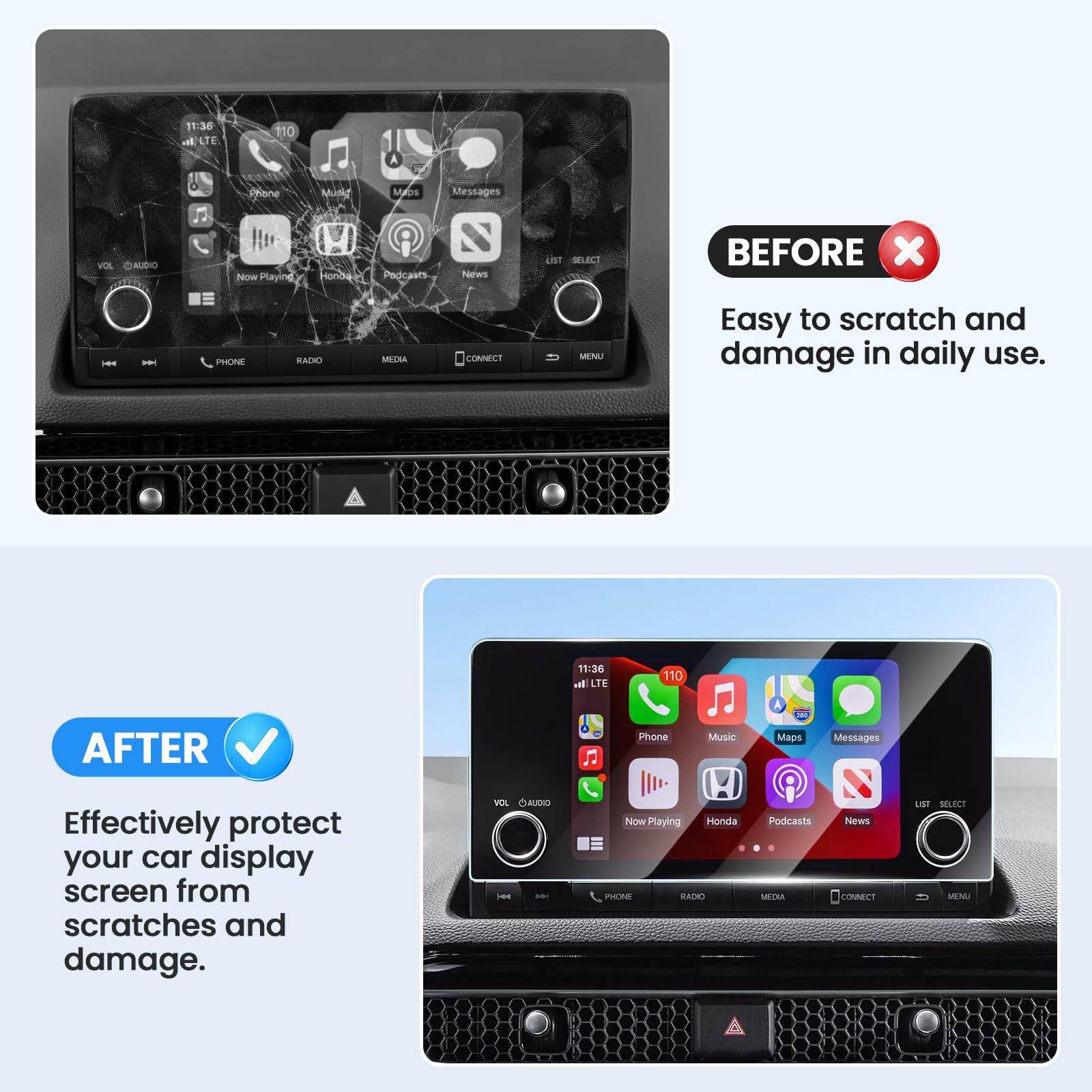 Canvcle Screen Protector For Honda Civic Sport Lx Ex 11Th Gen. 2022 2025/Crv 2023 2025/Acura Integra 2023 2025, 7 Inch Touch Scr