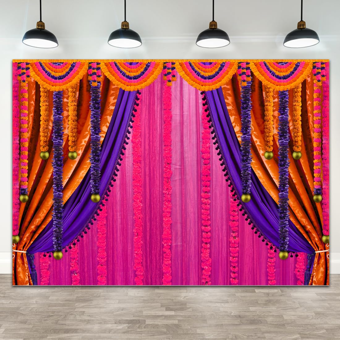 Wollmix Pooja Backdrop Decoration Cloth Items Indian Ganpati Puja Traditional Chatiya Ganesh Mehndi Photography Background Festi