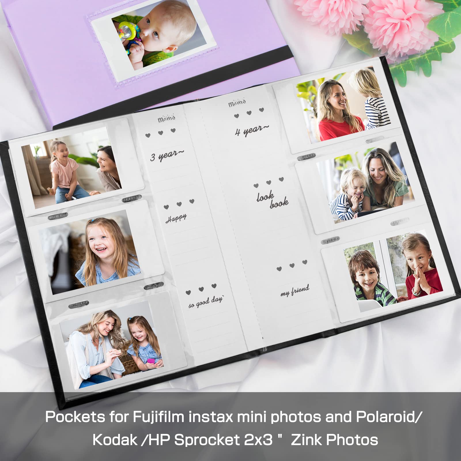 Photo Album For Fujifilm Instax Mini Camera, 180 Pockets Mini Album With Memo Areas, 2X3 Photo Album For Polaroid 2X3 Mini Camera/Fujifilm Instax Mini 1112 9 8 40 Evo Instant Camera, Black