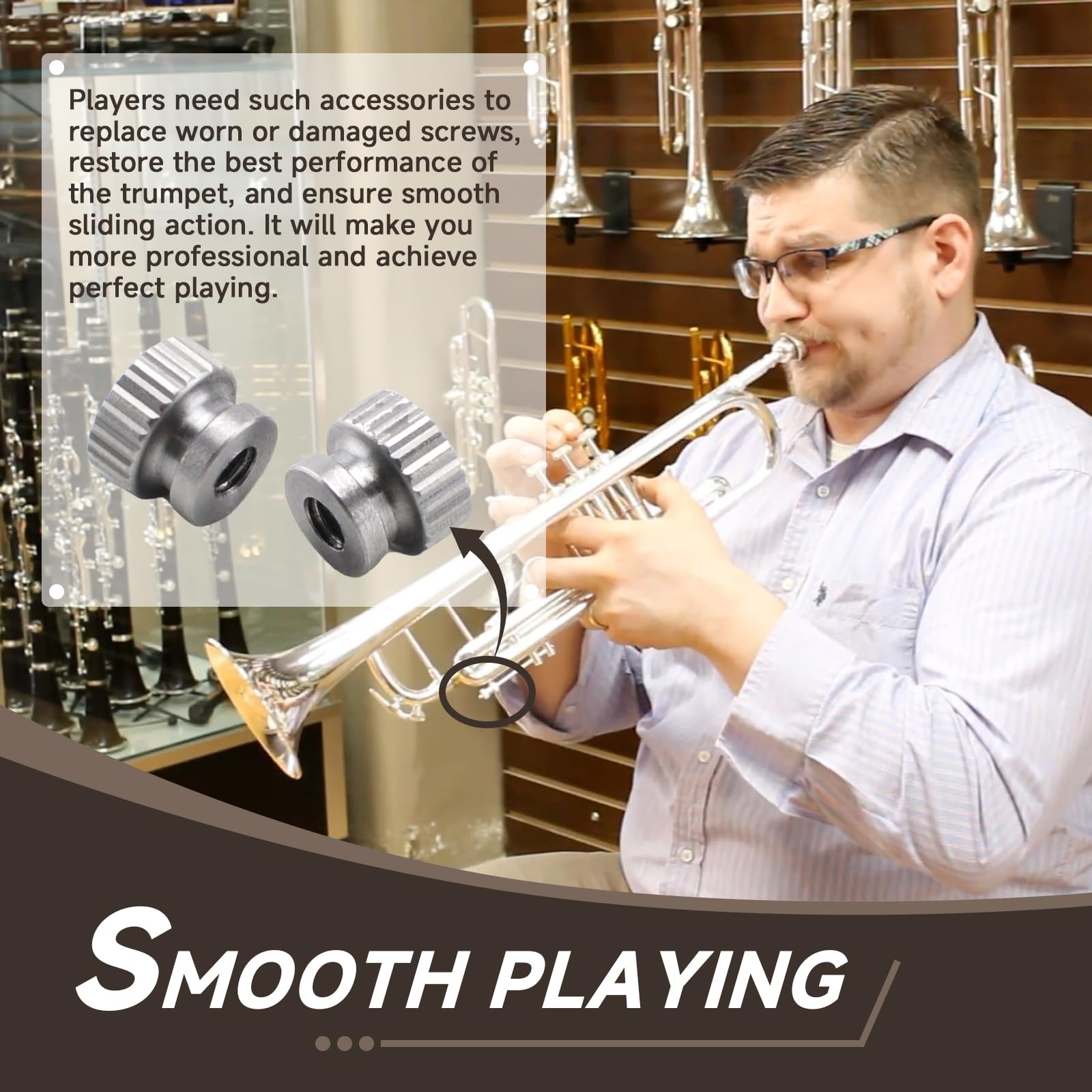 (Pack Of 2) Bach Stradivari Trumpet 1St And 3Rd Tuning Slide Trigger Lever Trigger Stop Lever Screw Nut Parts Replacement Achiev