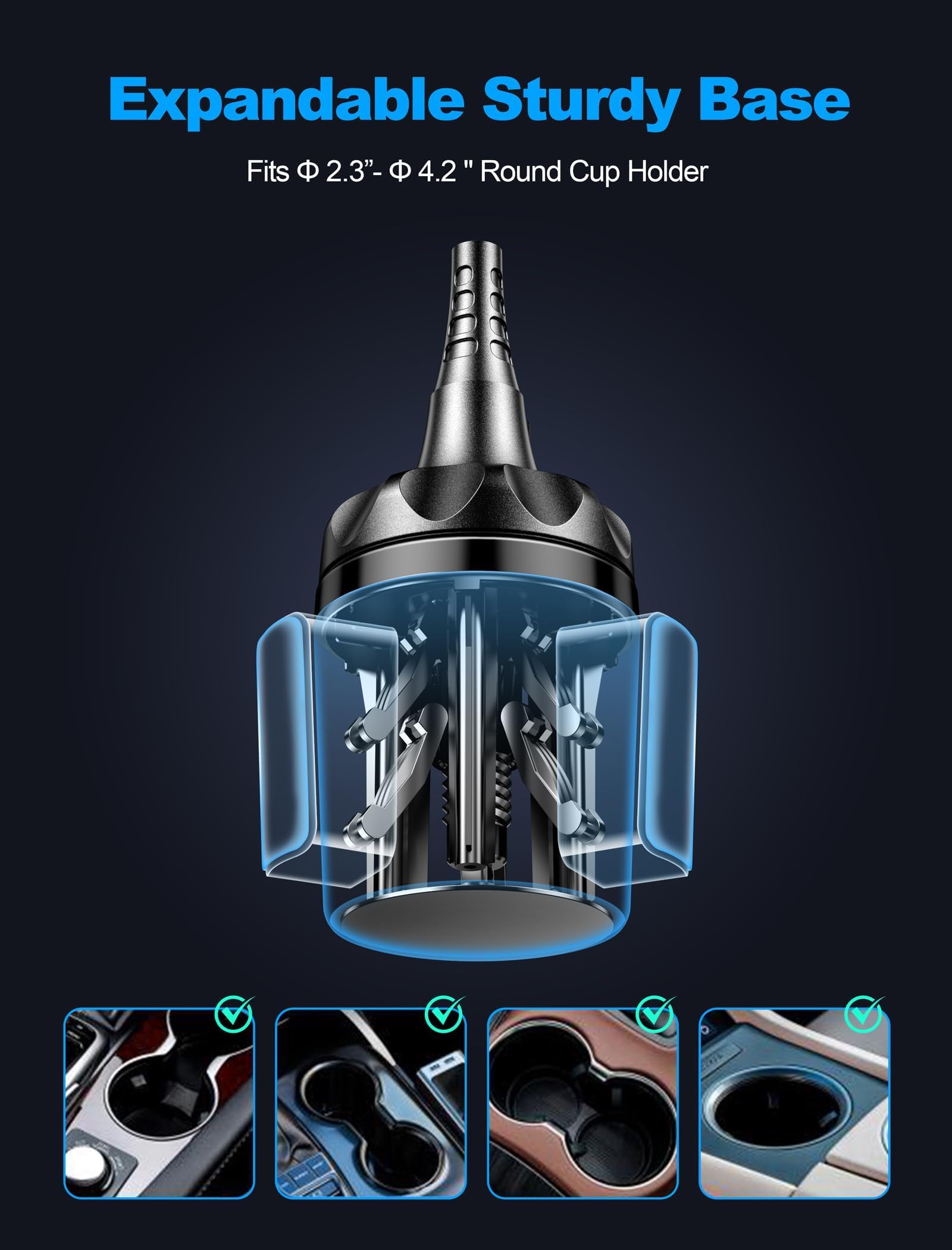 Topgo Cup Phone Holder For Car [Upgraded Adjustable Gooseneck & Firmly Stable] Car Phone Mount Cell Phone Automobile Cradles For