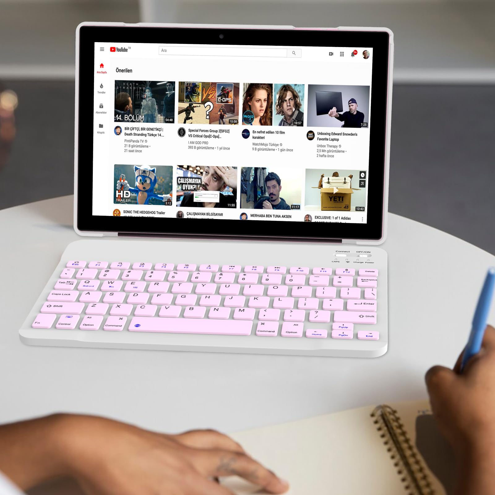 Novojoy 2 In 1 Tablet 10 Inch Android 12 Os Tableta, Tablets With Keyboard, Mouse, Case, Stylus, 64Gb Rom+4Gb Ram, 2Mp+8Mp Dual