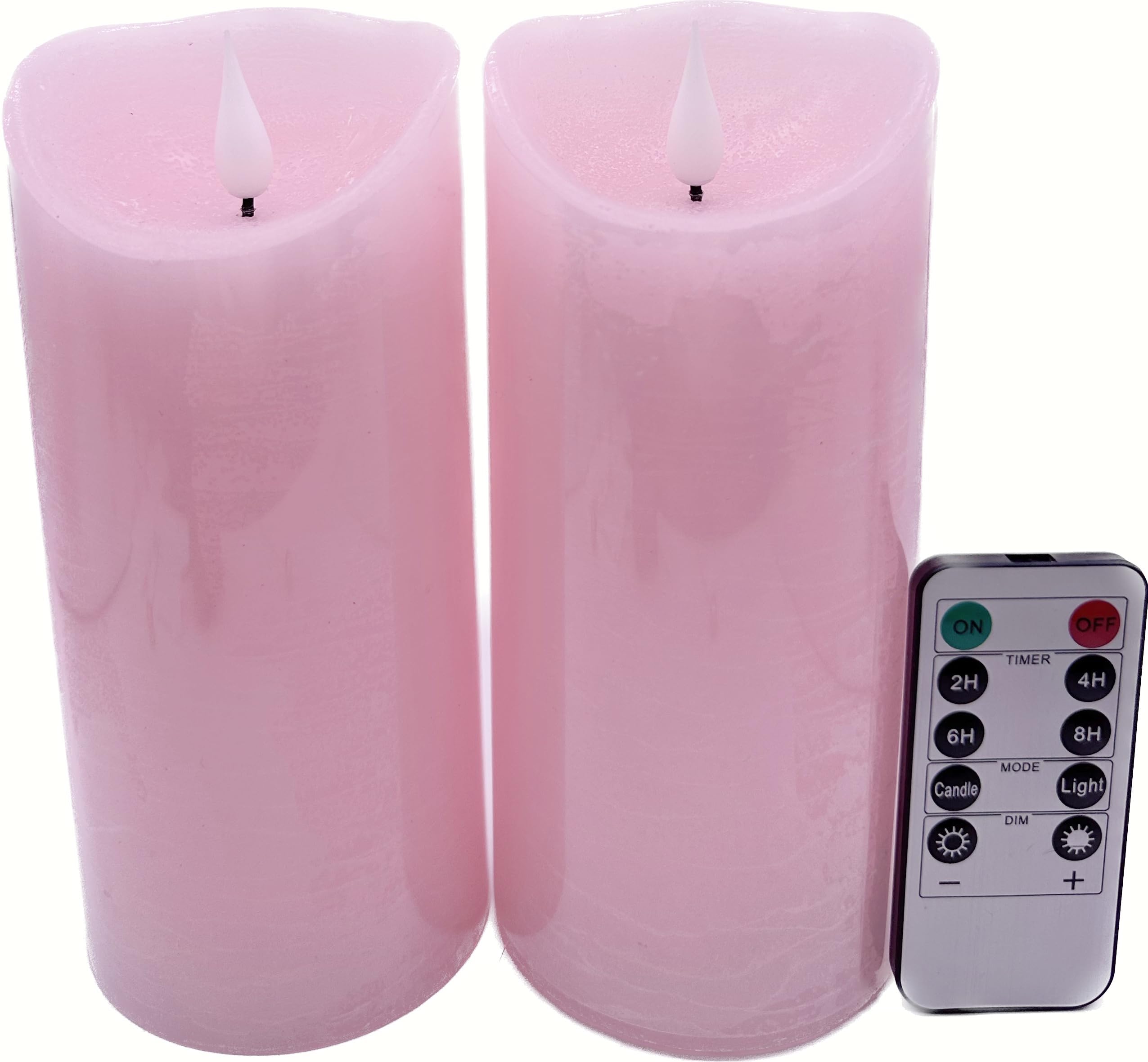 Adoria Large Pink Pillar Candles Battery Operated Set Of 2  Real Wax Flameless Candles With 3D Realistic Flame Rose Scented Dia